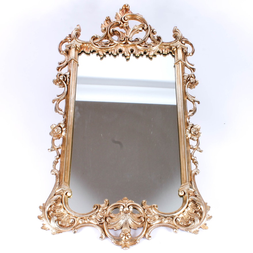 Gold Tone Wooden Wall Mirror