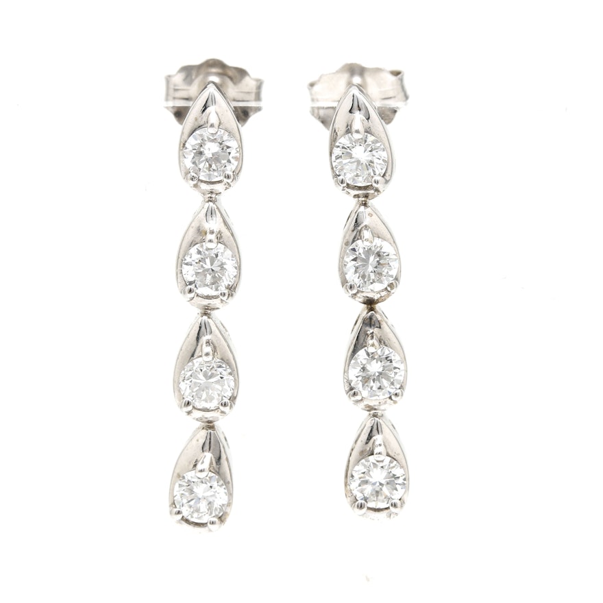 18K and 14K White Gold Diamond Earrings