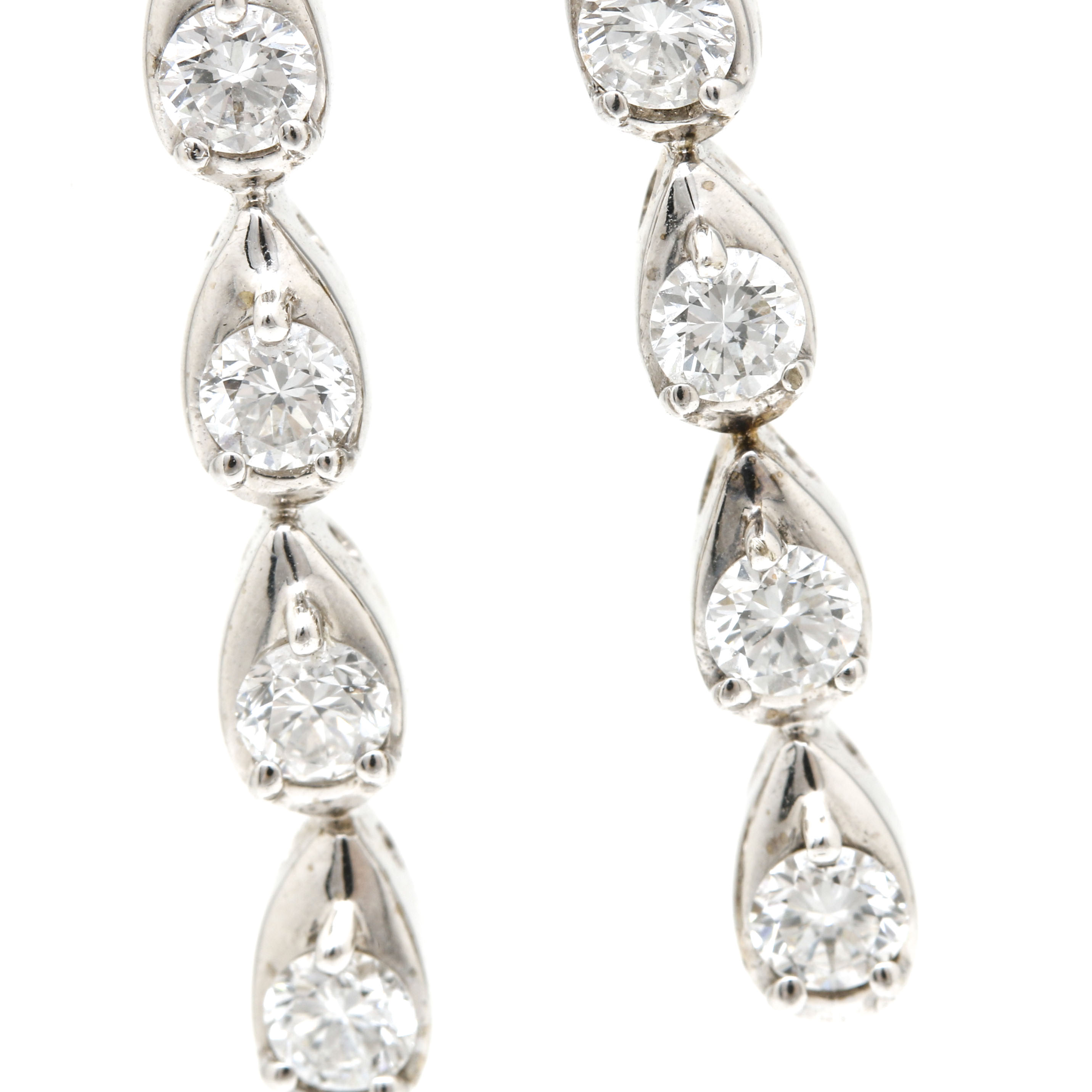 18K and 14K White Gold Diamond Earrings