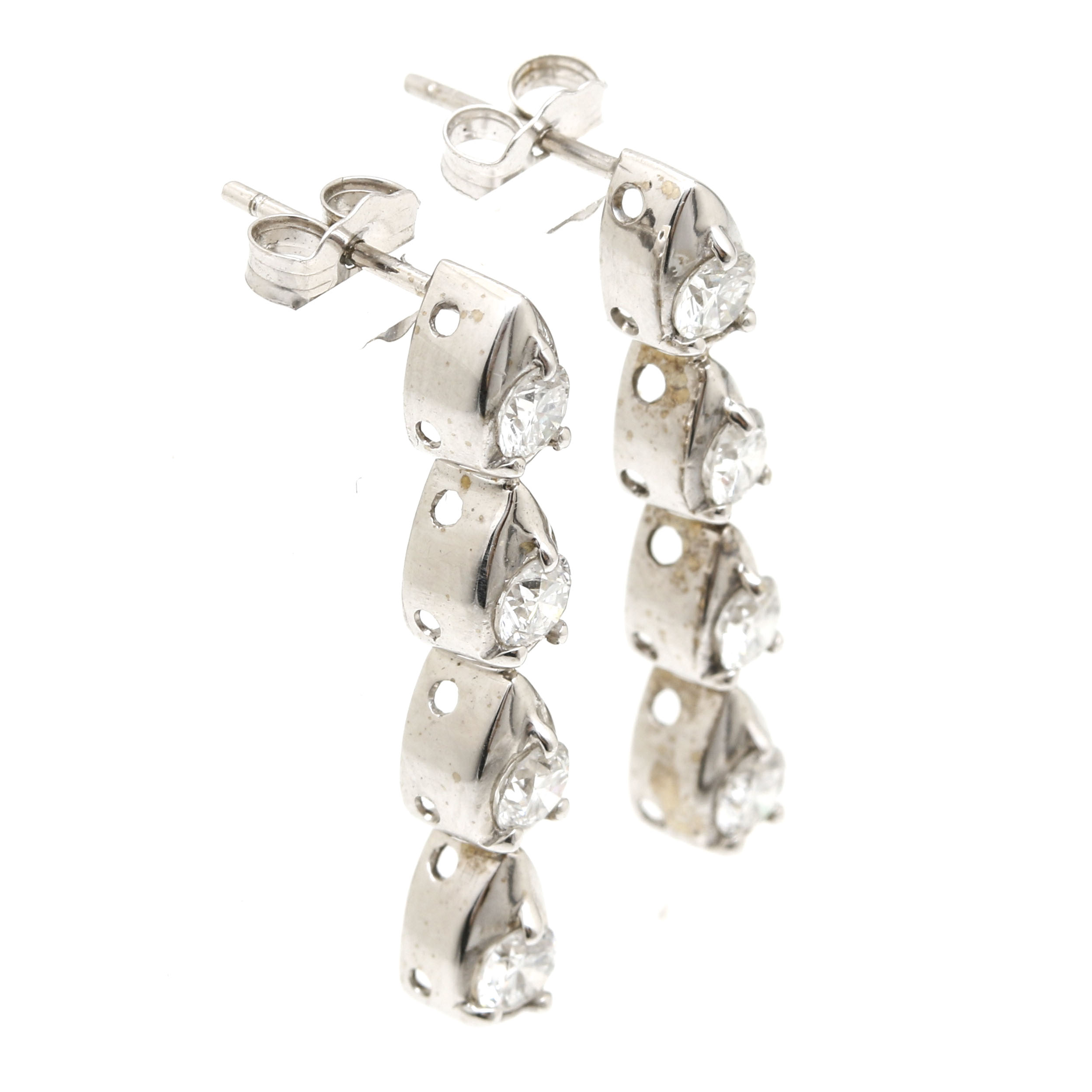 18K and 14K White Gold Diamond Earrings