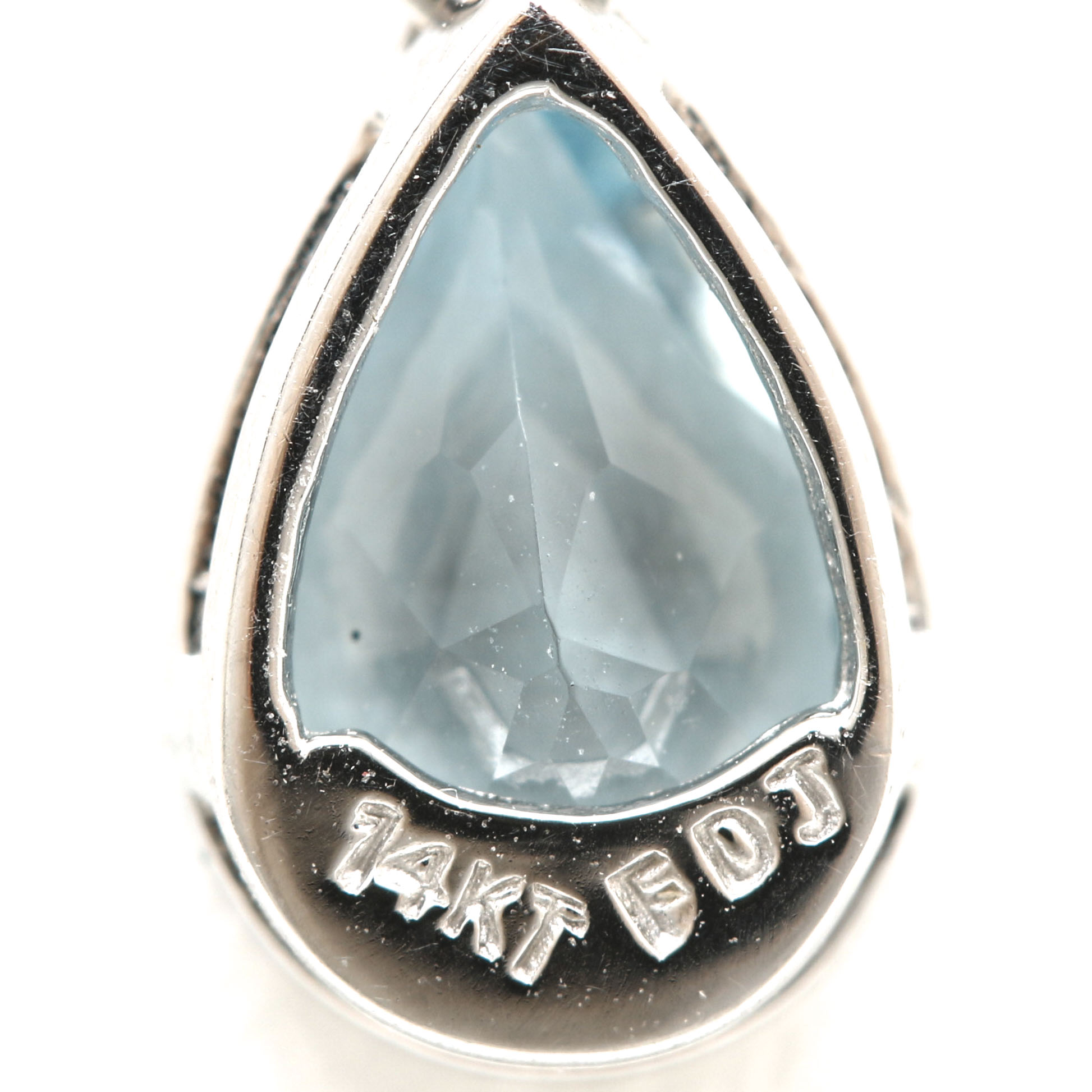 14K White Gold Aquamarine and Diamond Pendant/Necklace