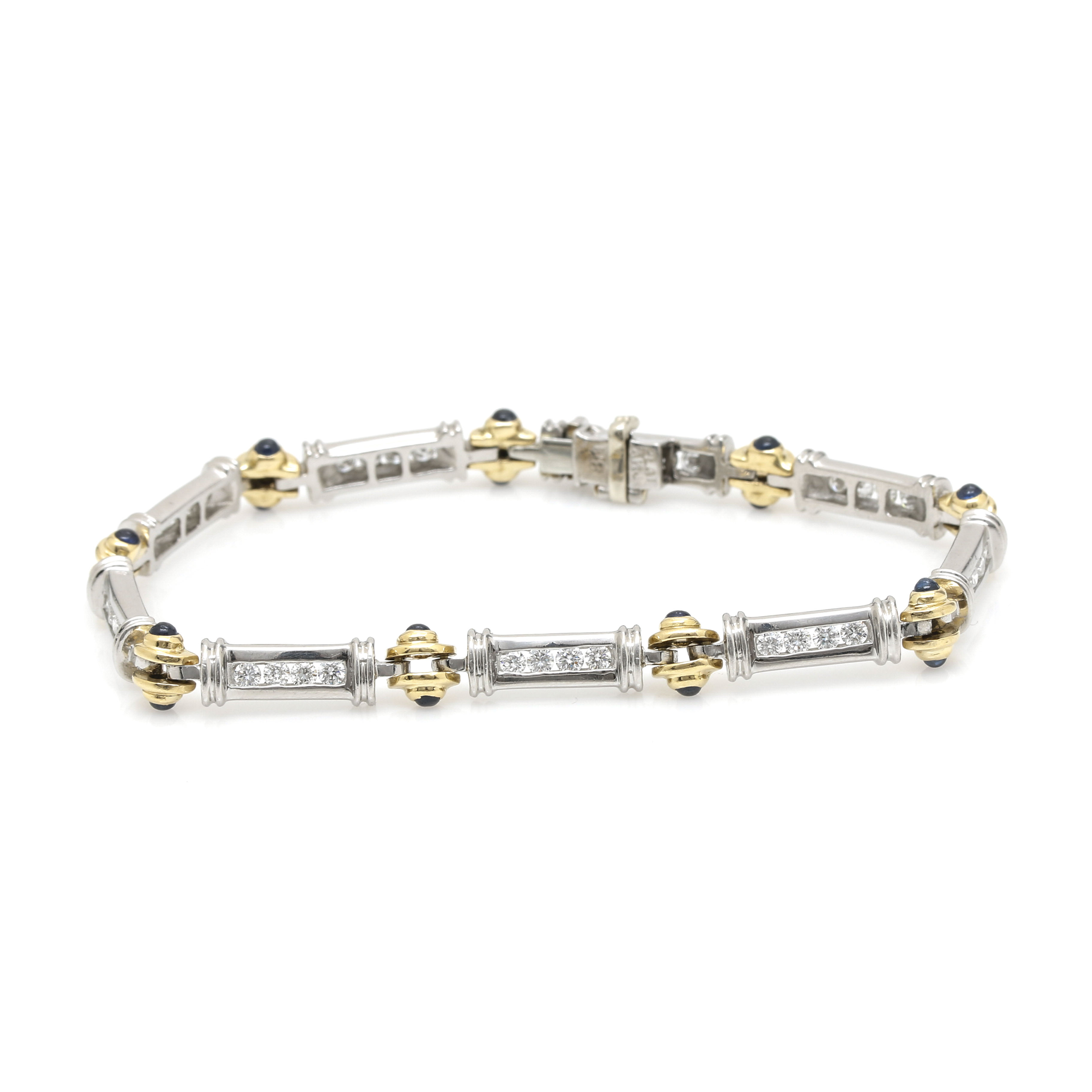 Platinum and 18K Yellow Gold 1.08 CTW Diamond & Sapphire Bracelet
