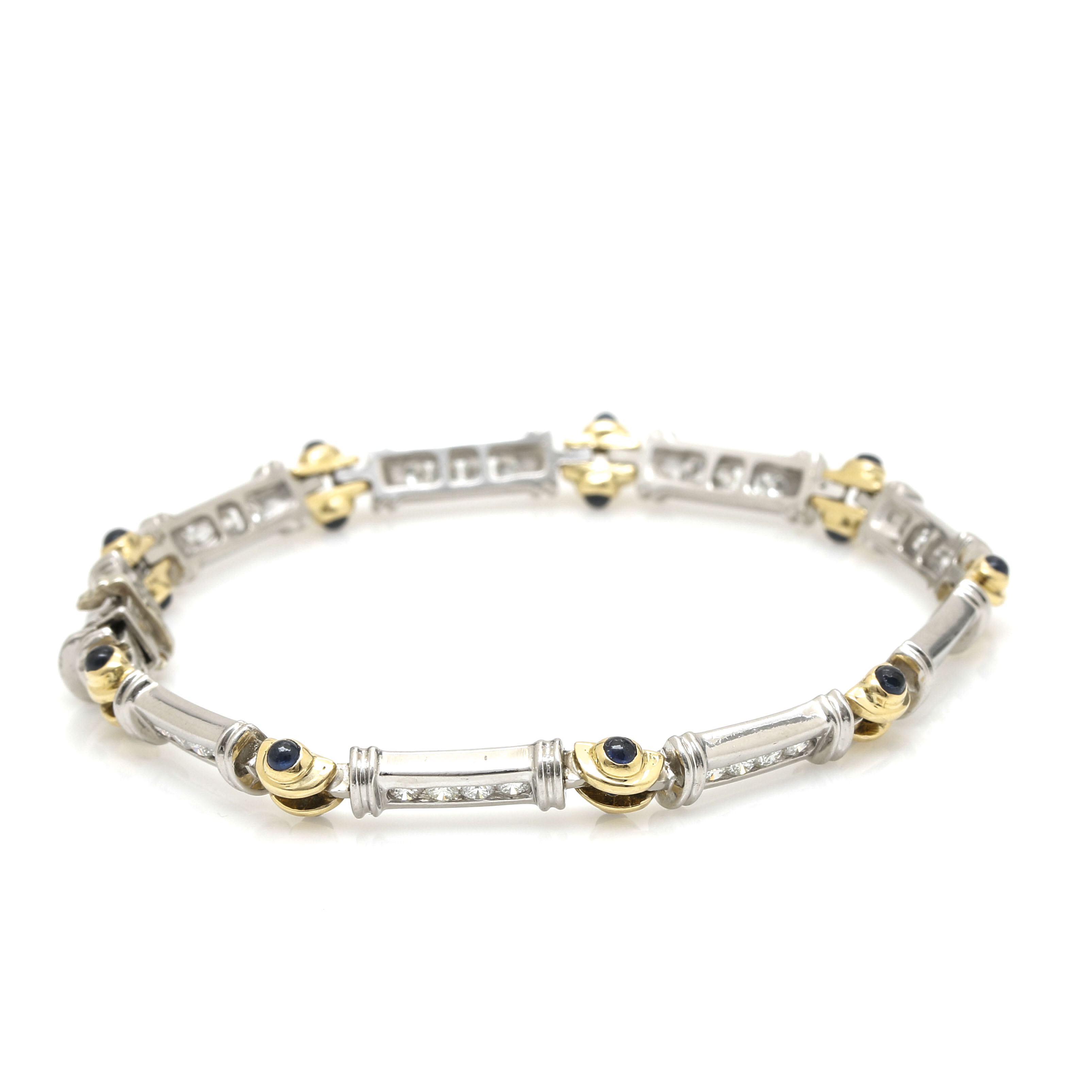 Platinum and 18K Yellow Gold 1.08 CTW Diamond & Sapphire Bracelet