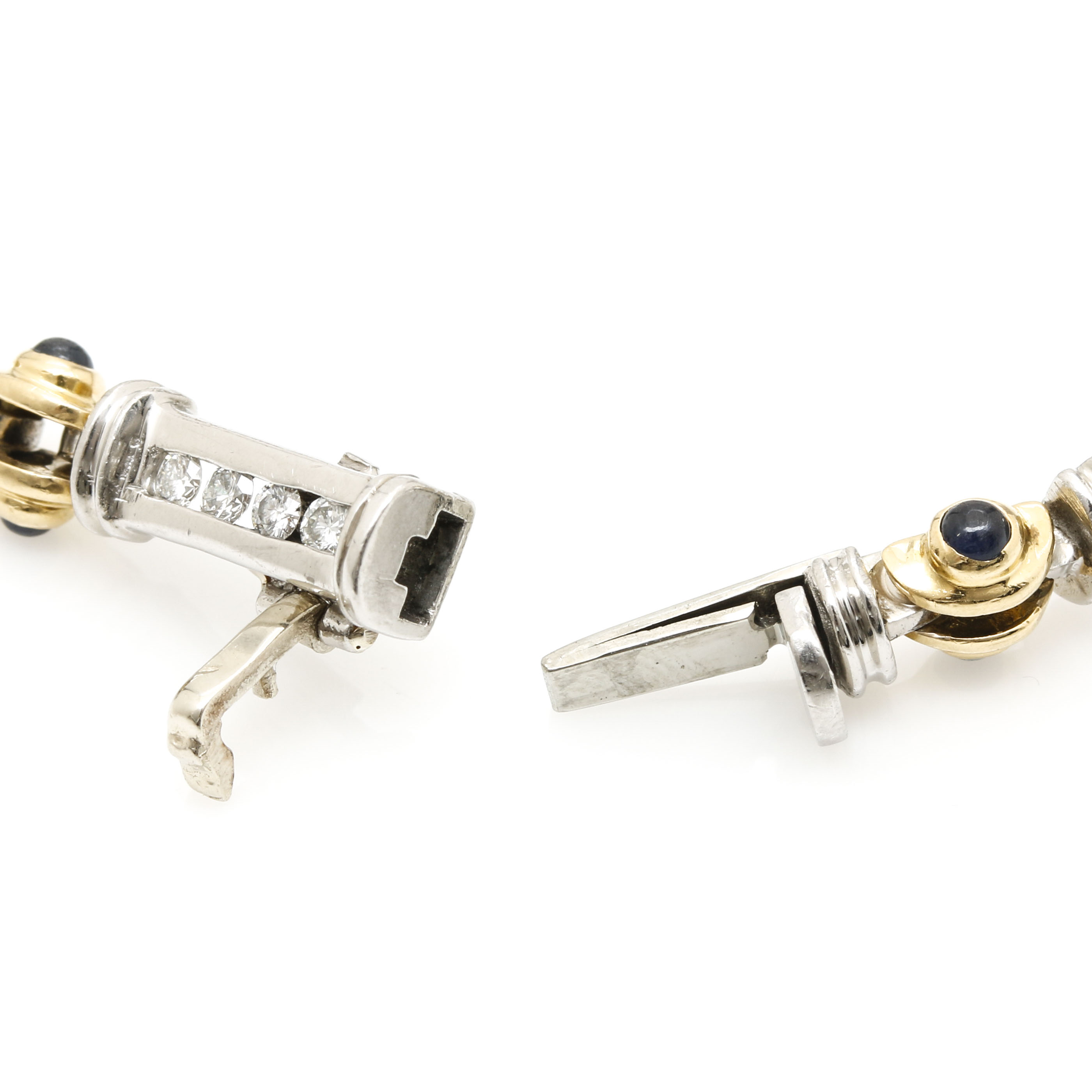 Platinum and 18K Yellow Gold 1.08 CTW Diamond & Sapphire Bracelet