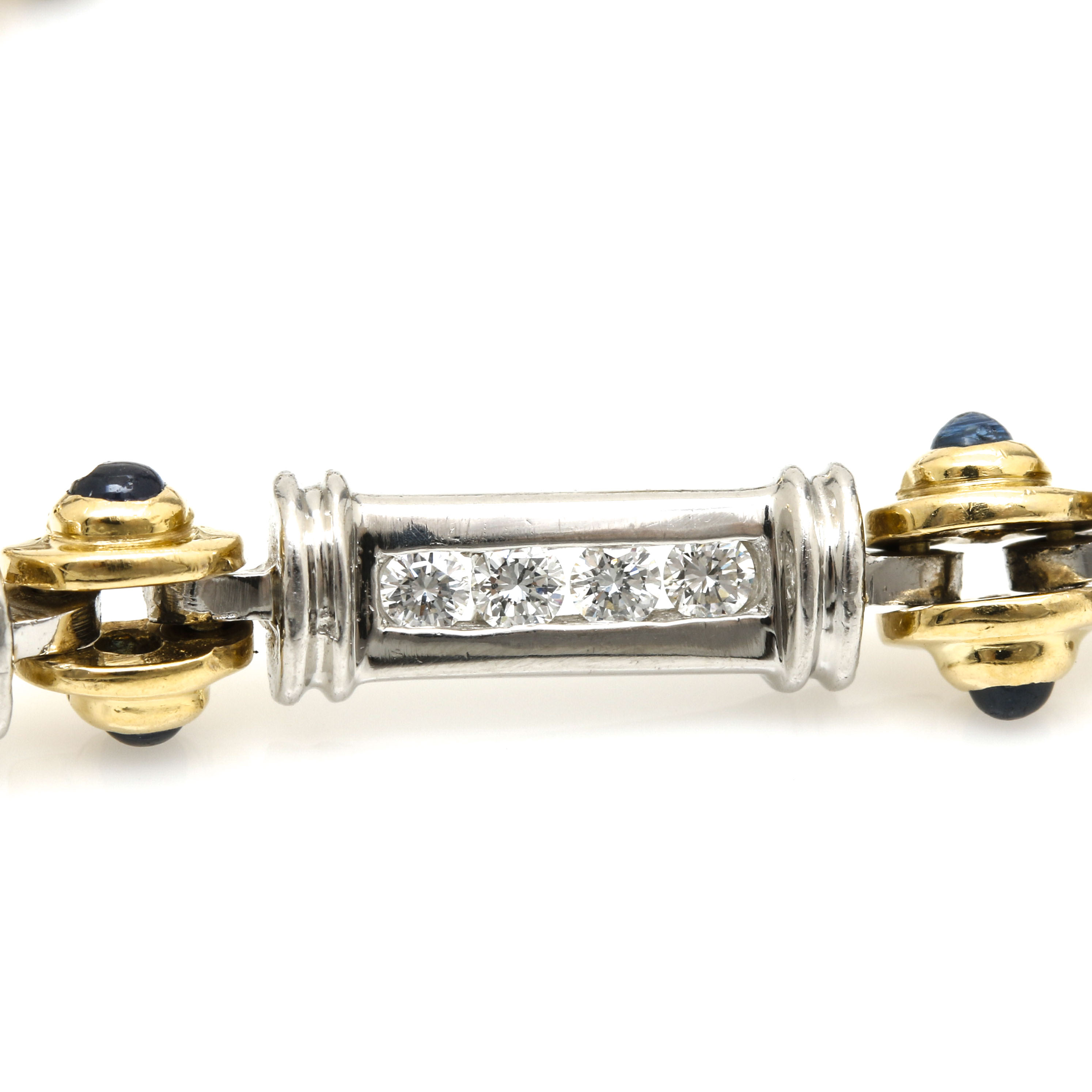 Platinum and 18K Yellow Gold 1.08 CTW Diamond & Sapphire Bracelet