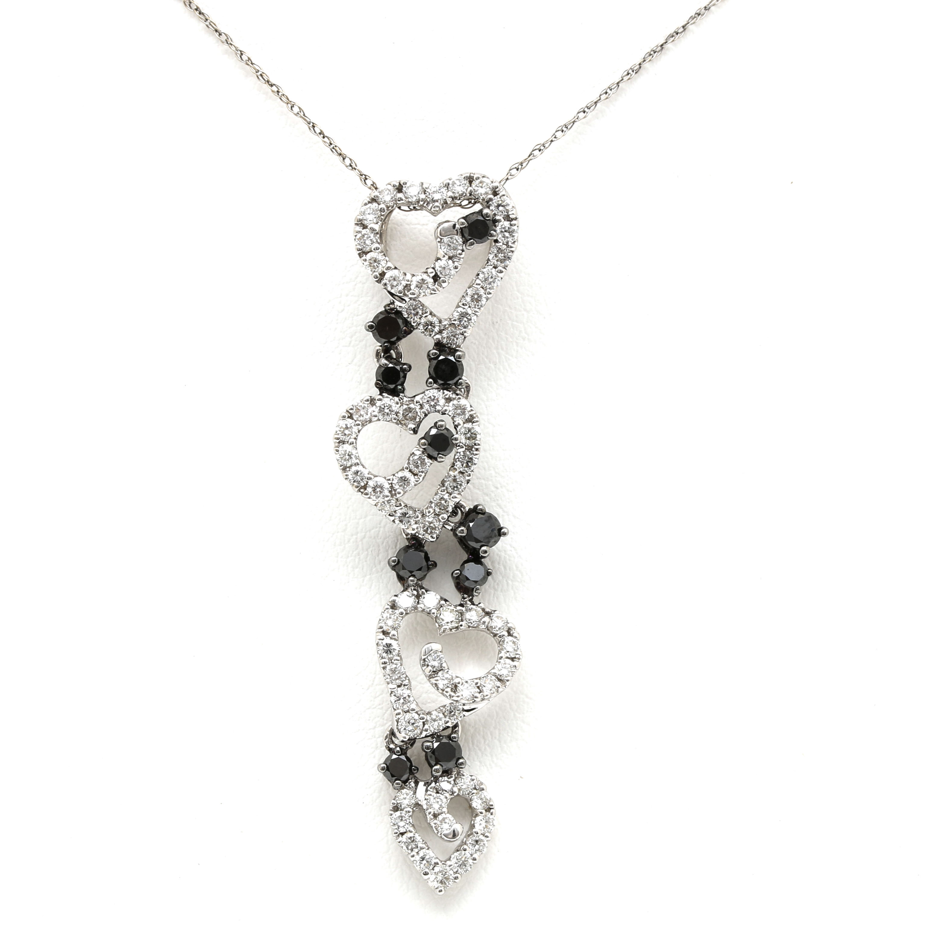 18K and 14K White Gold 1.25 CTW Diamond Pendant Necklace