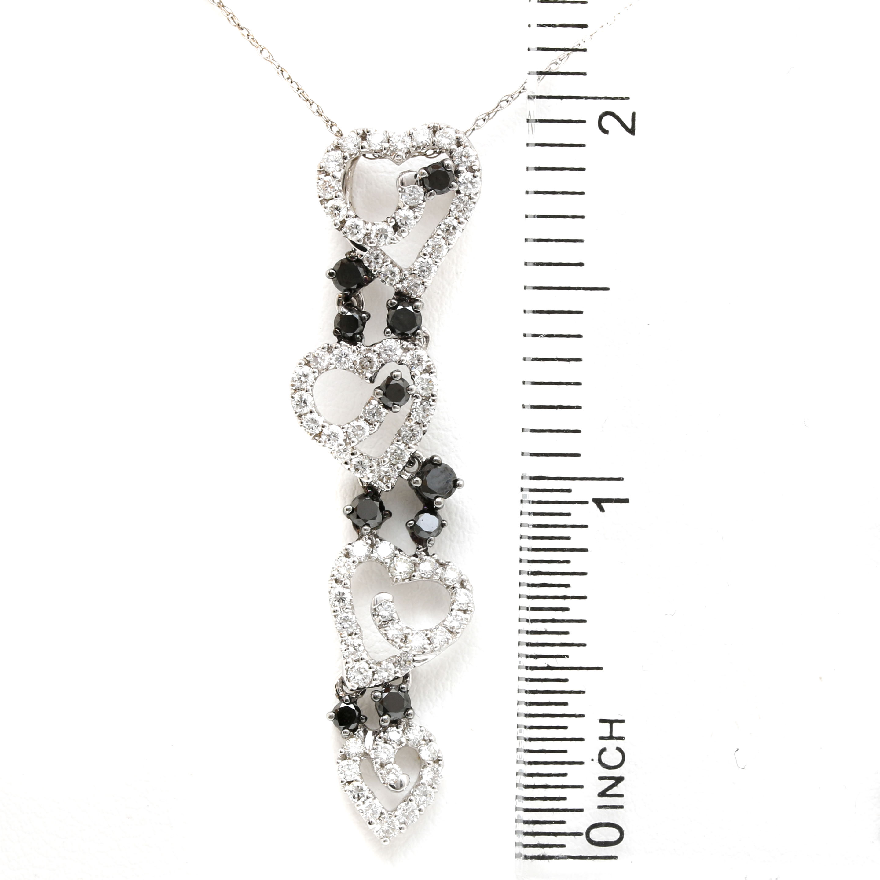 18K and 14K White Gold 1.25 CTW Diamond Pendant Necklace