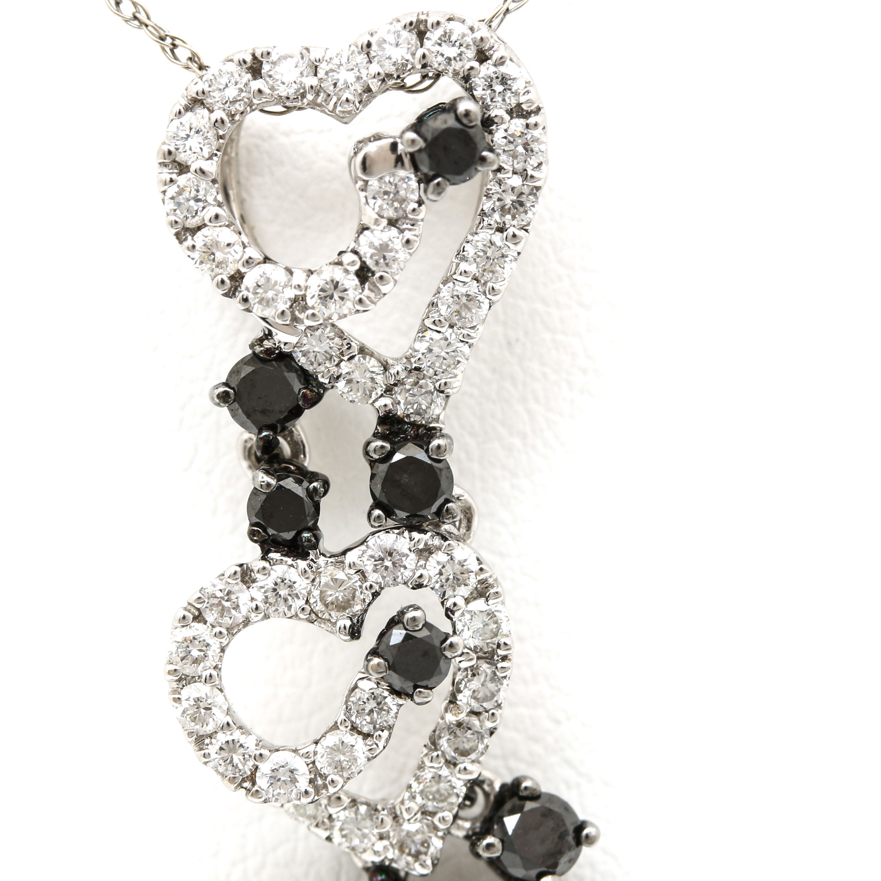 18K and 14K White Gold 1.25 CTW Diamond Pendant Necklace