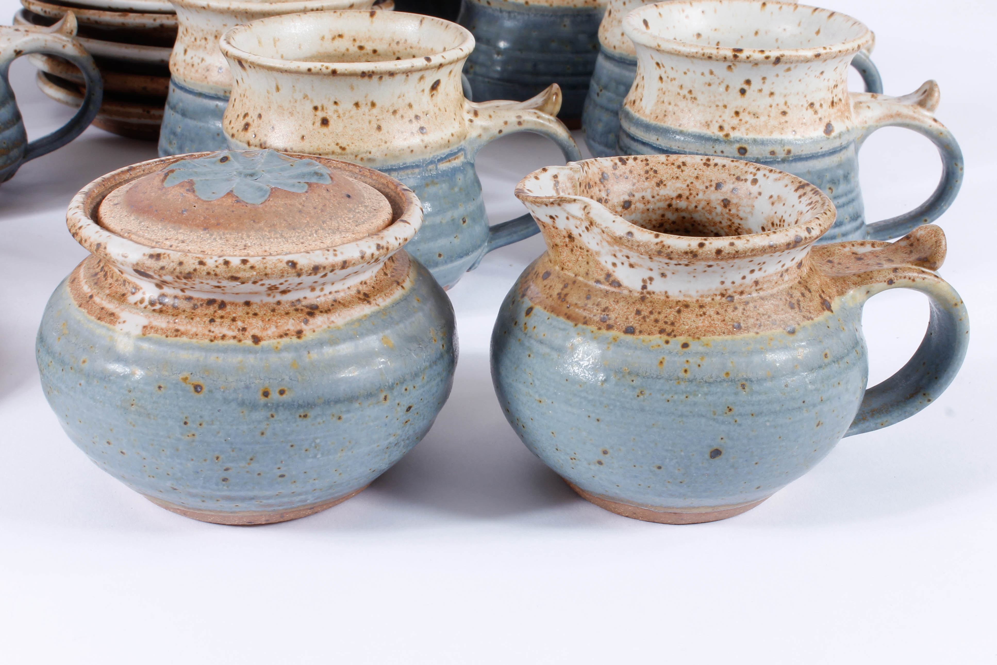 Generous Assortment of Speckled Blue Stoneware