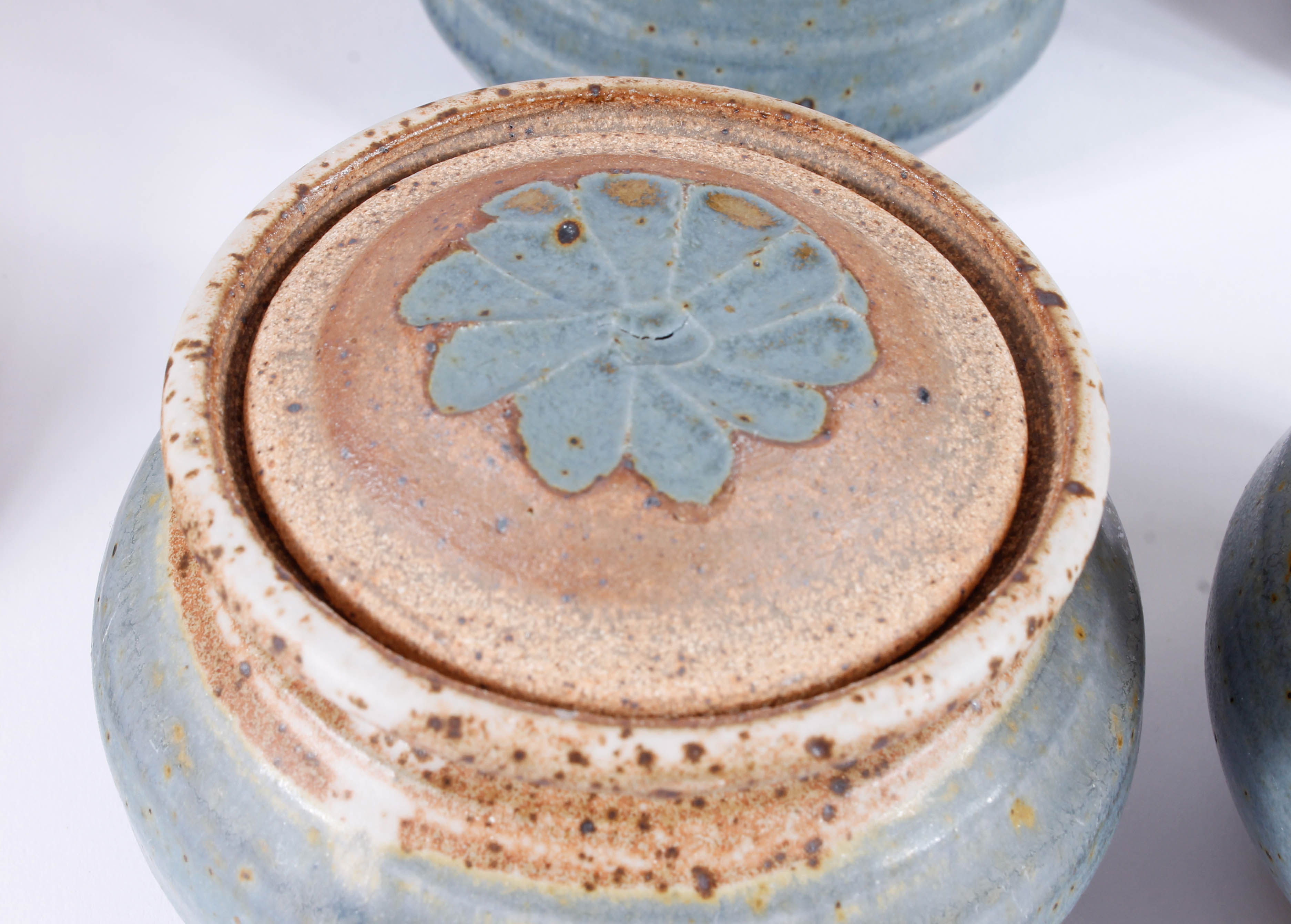 Generous Assortment of Speckled Blue Stoneware