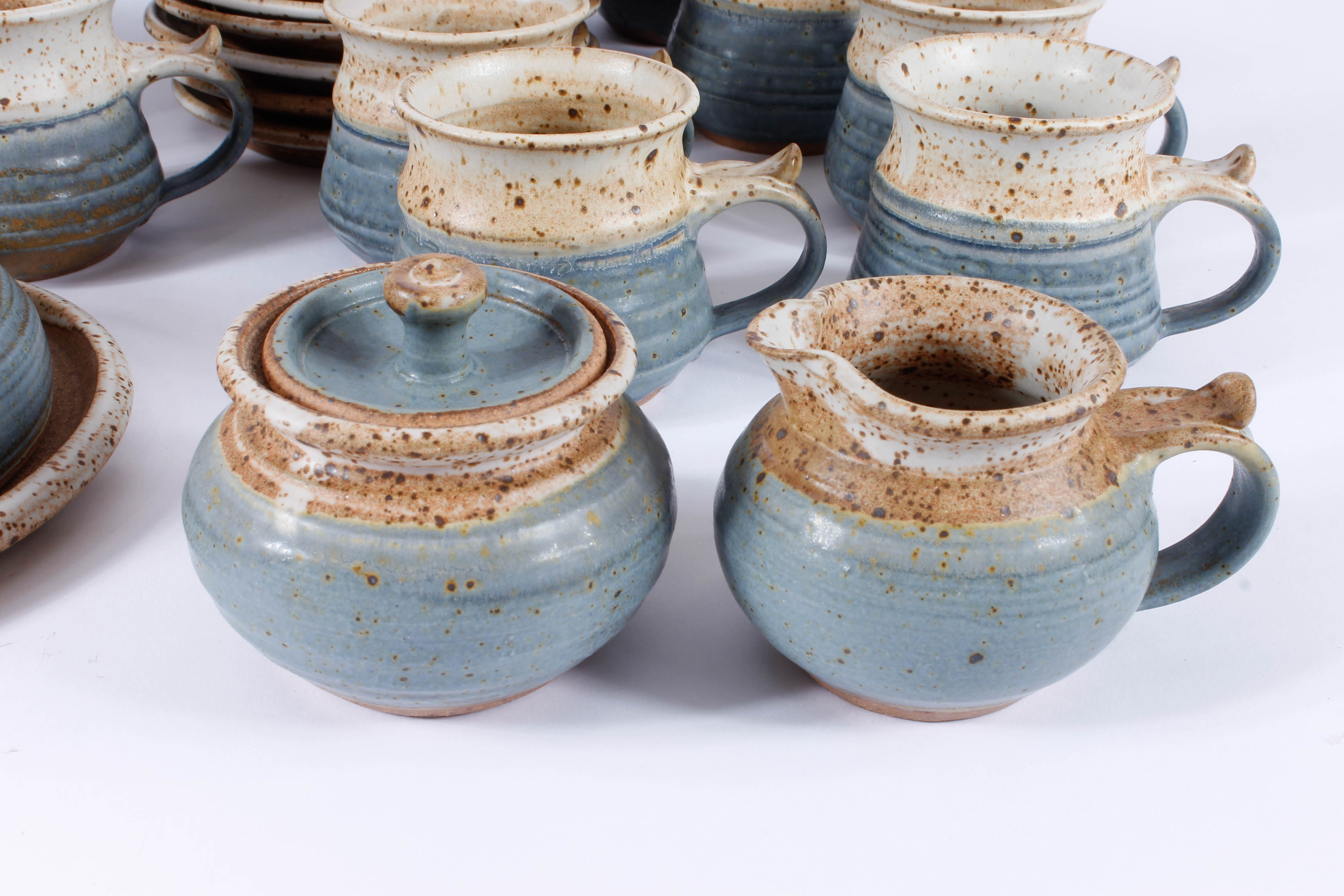 Generous Assortment of Speckled Blue Stoneware