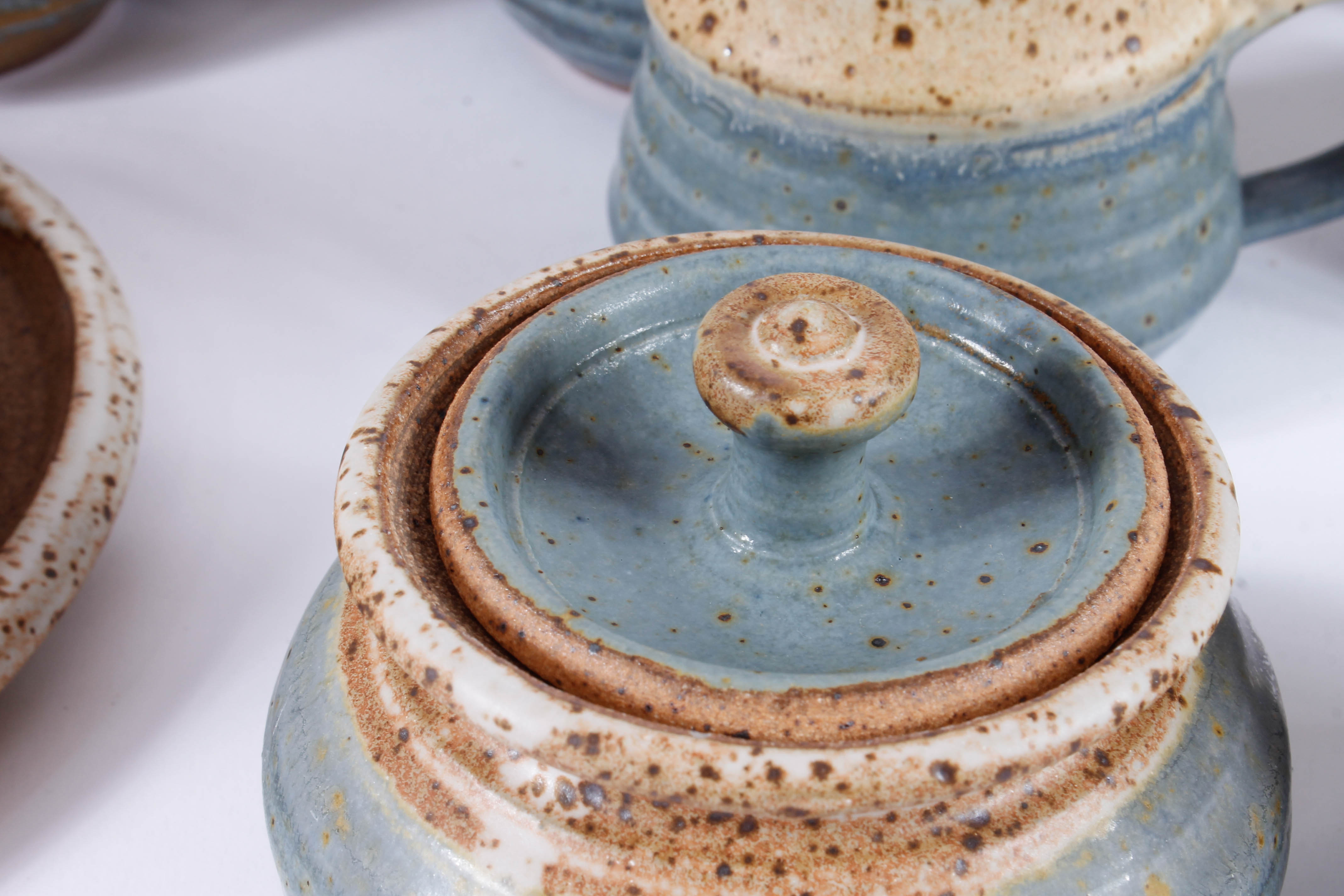 Generous Assortment of Speckled Blue Stoneware