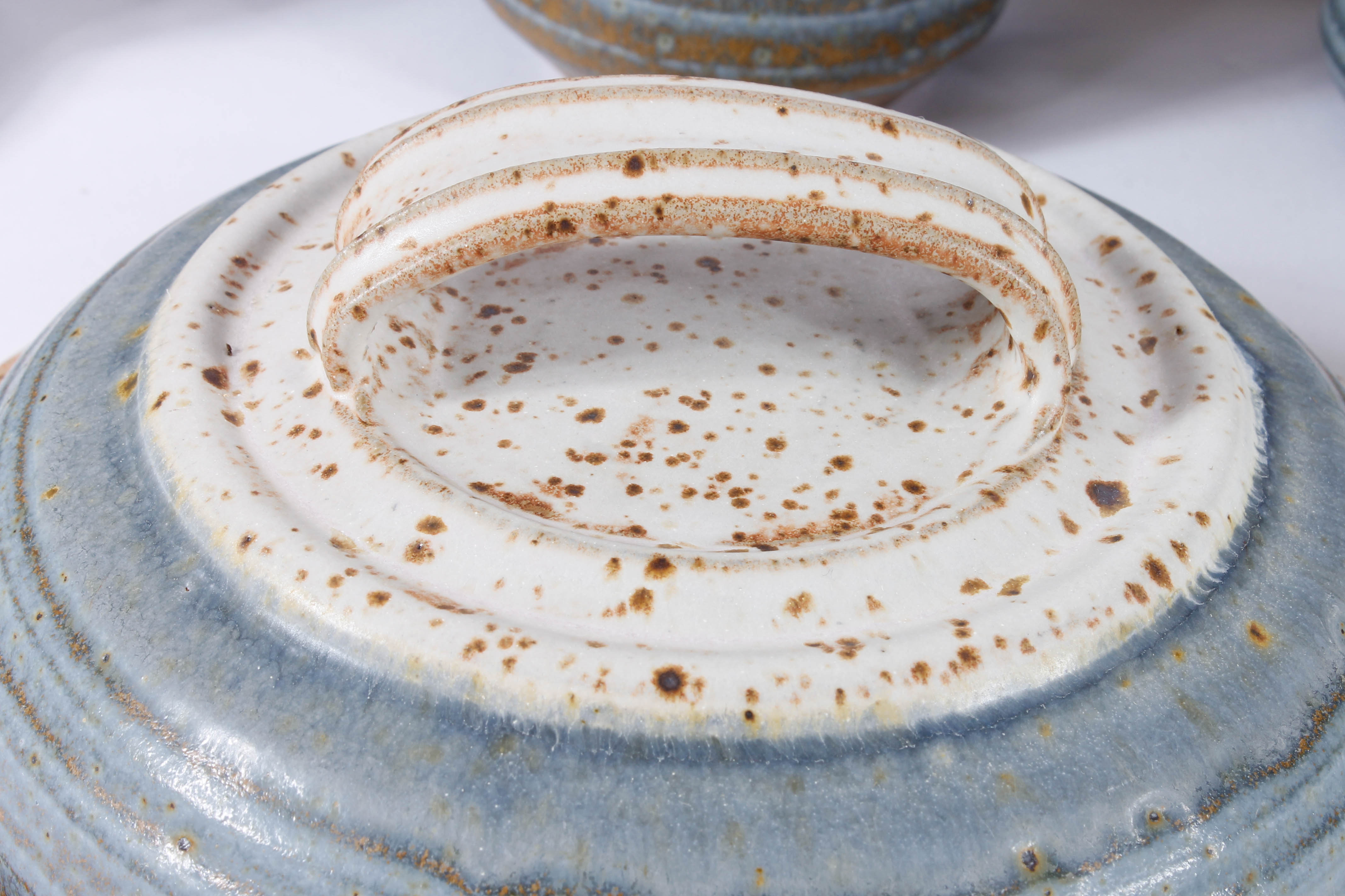 Generous Assortment of Speckled Blue Stoneware