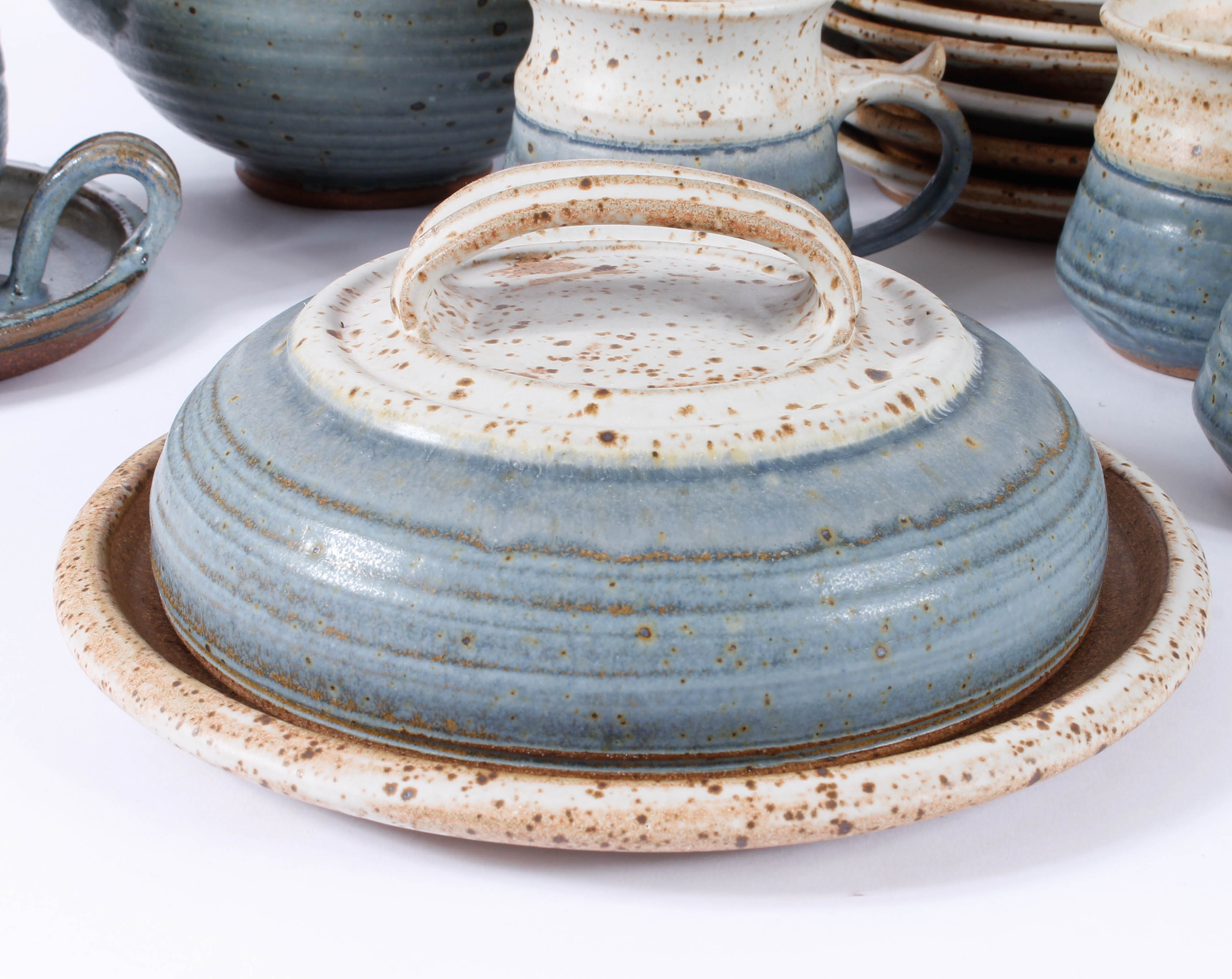 Generous Assortment of Speckled Blue Stoneware