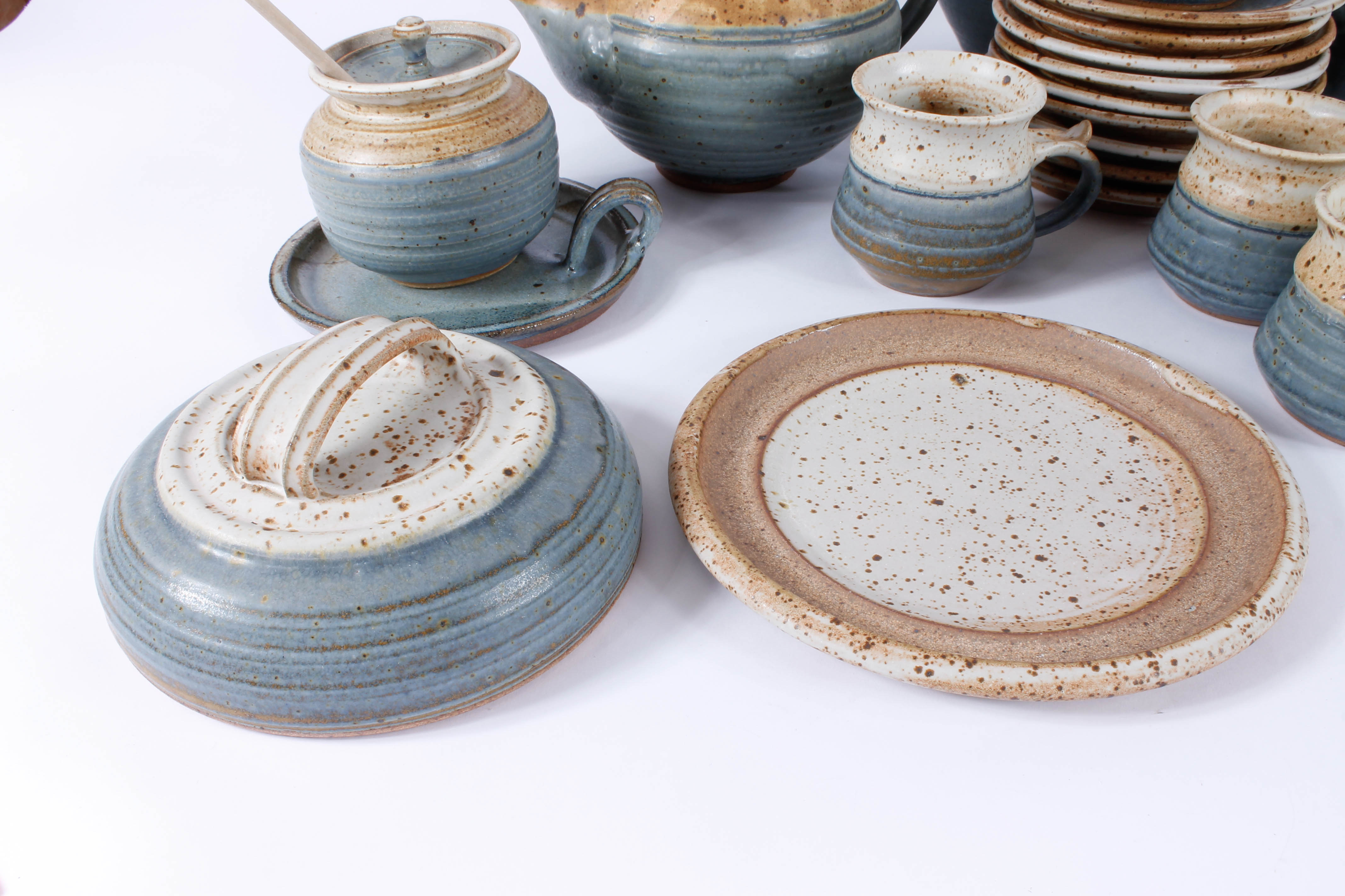 Generous Assortment of Speckled Blue Stoneware