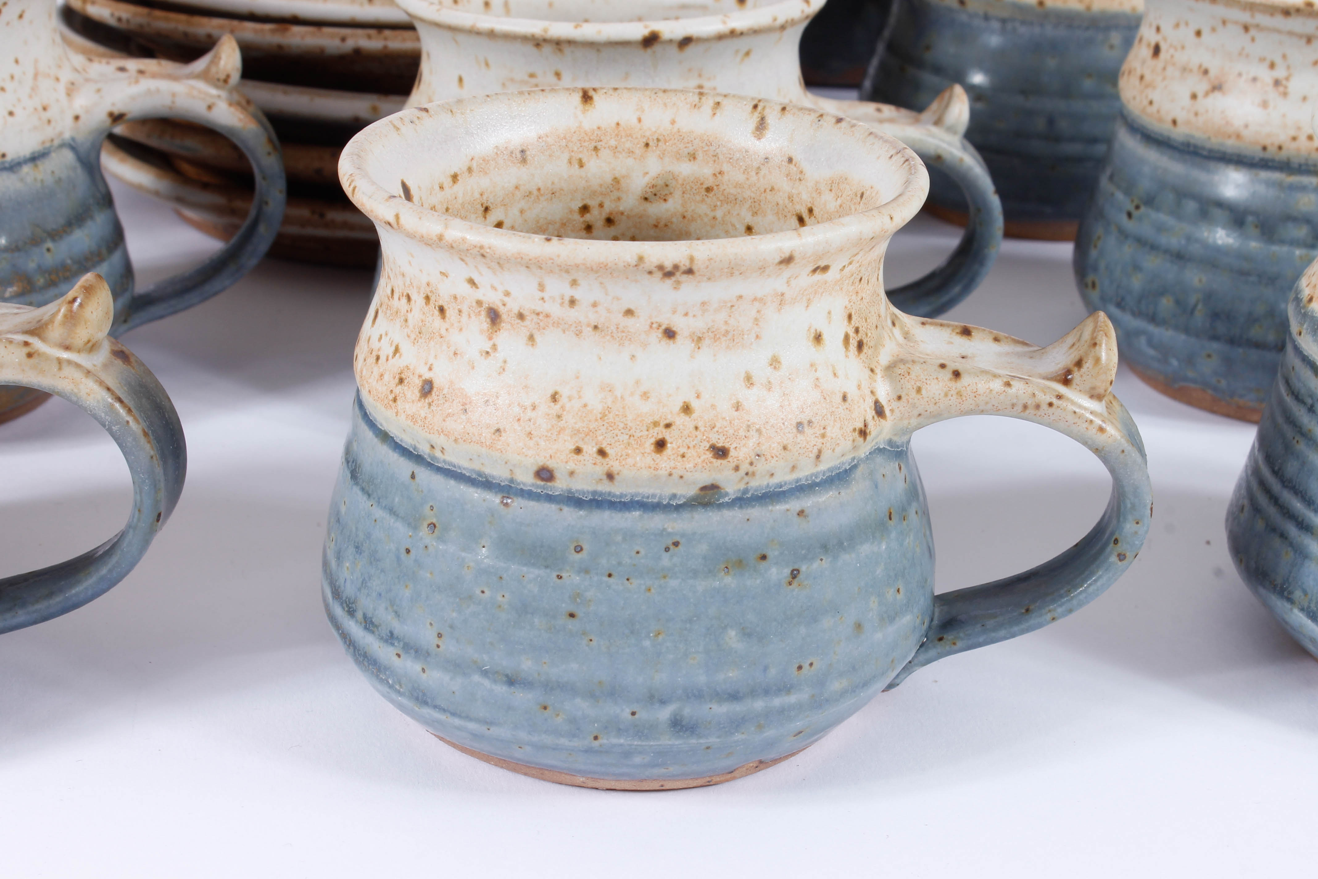 Generous Assortment of Speckled Blue Stoneware