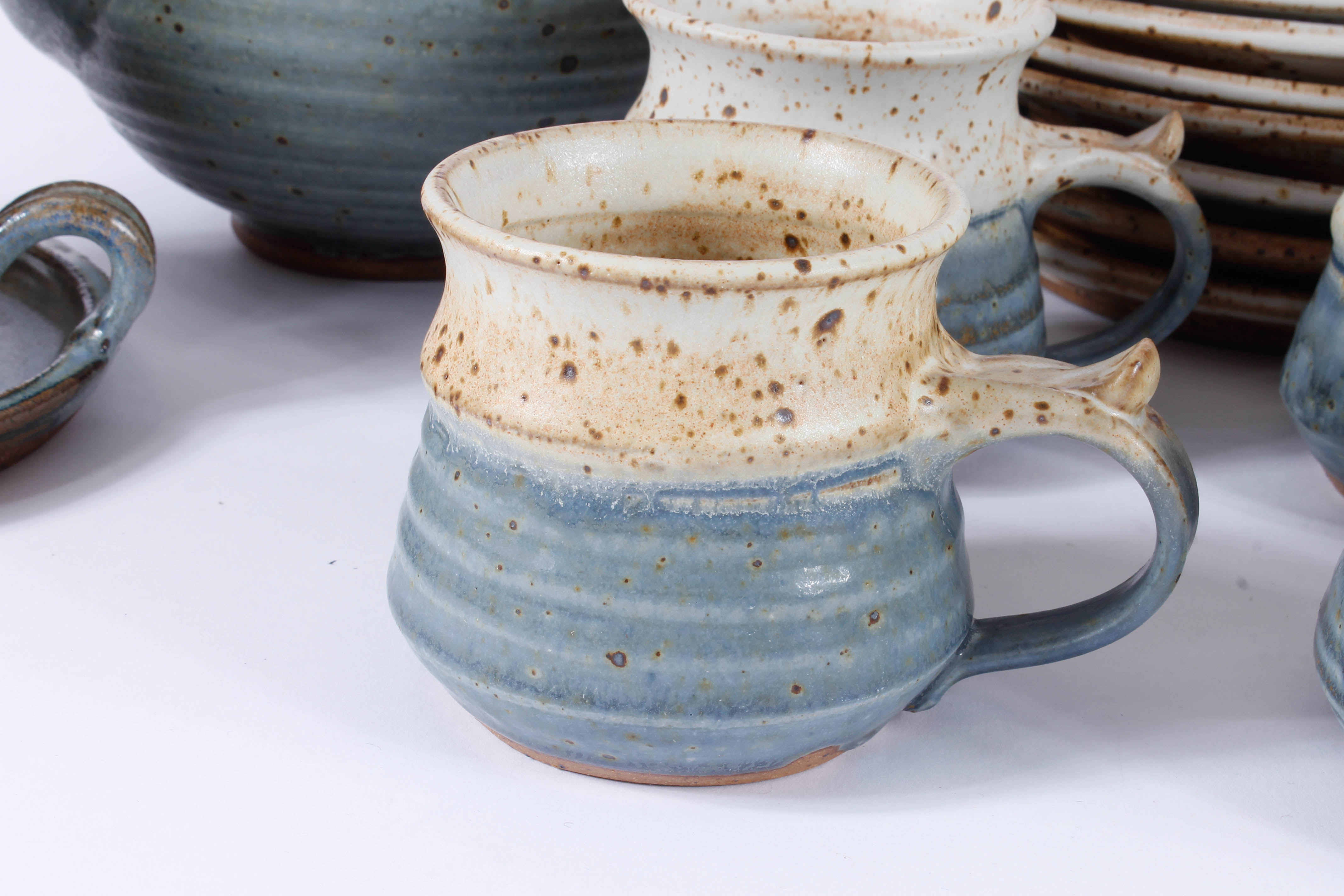 Generous Assortment of Speckled Blue Stoneware