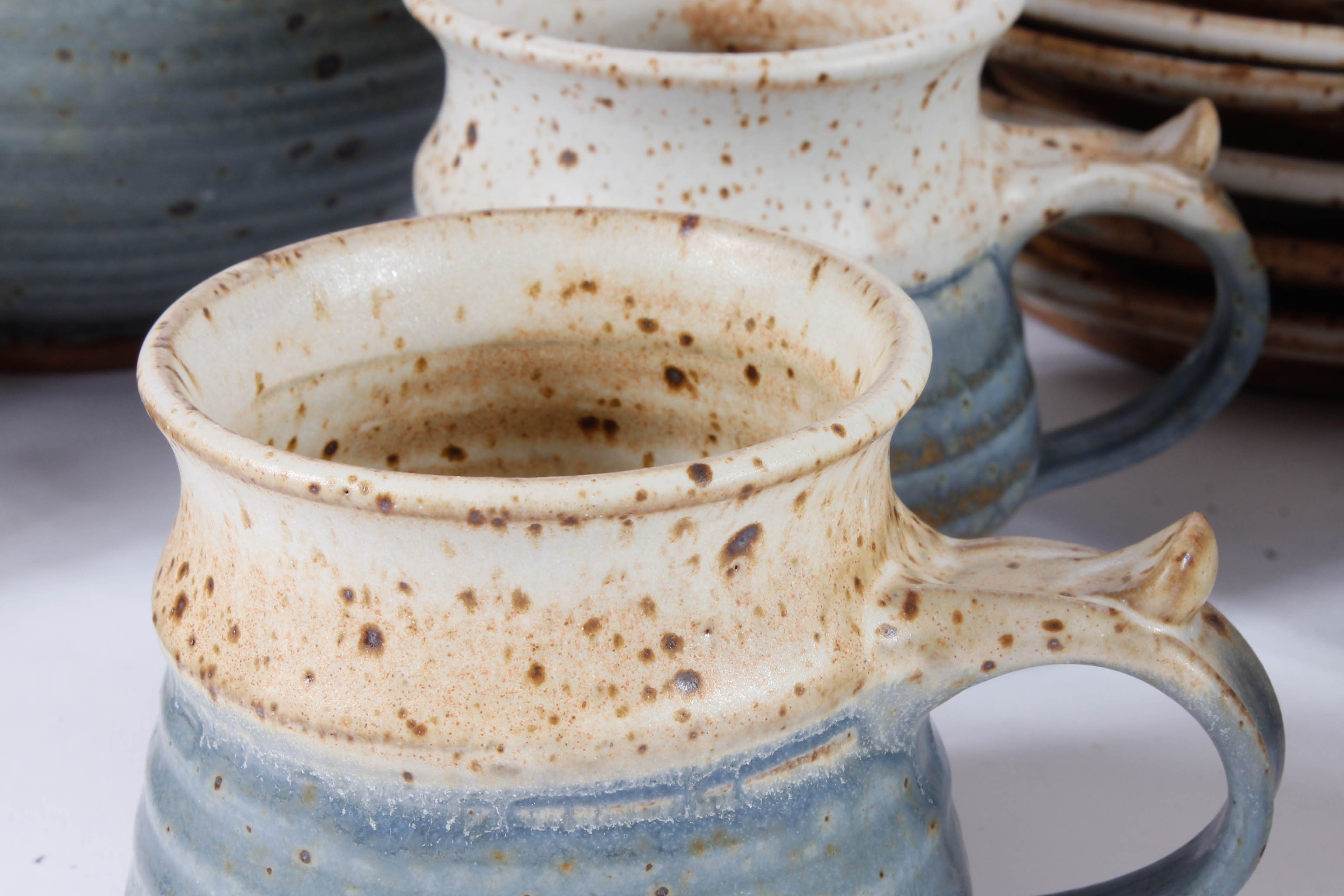 Generous Assortment of Speckled Blue Stoneware