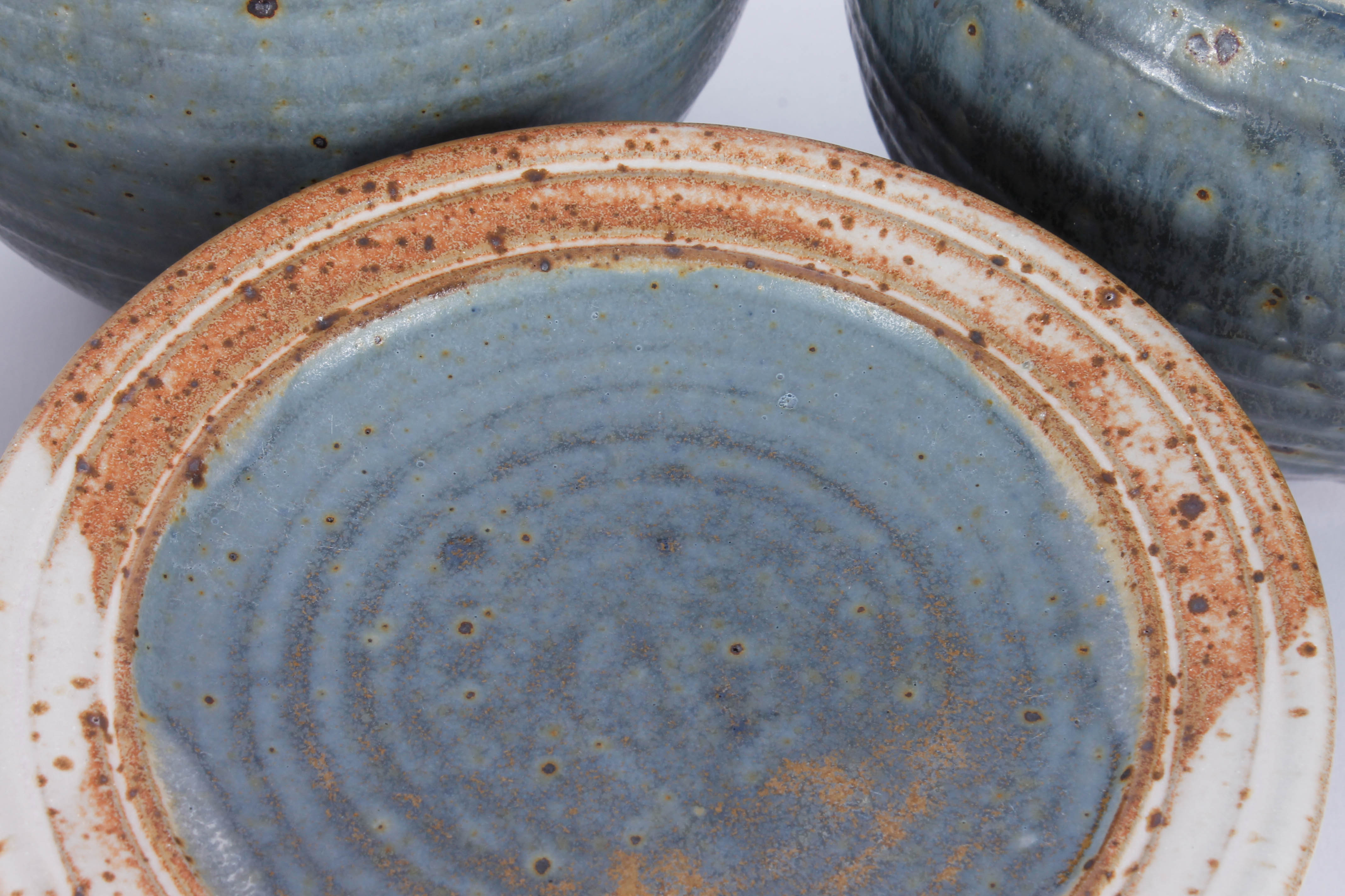 Generous Assortment of Speckled Blue Stoneware