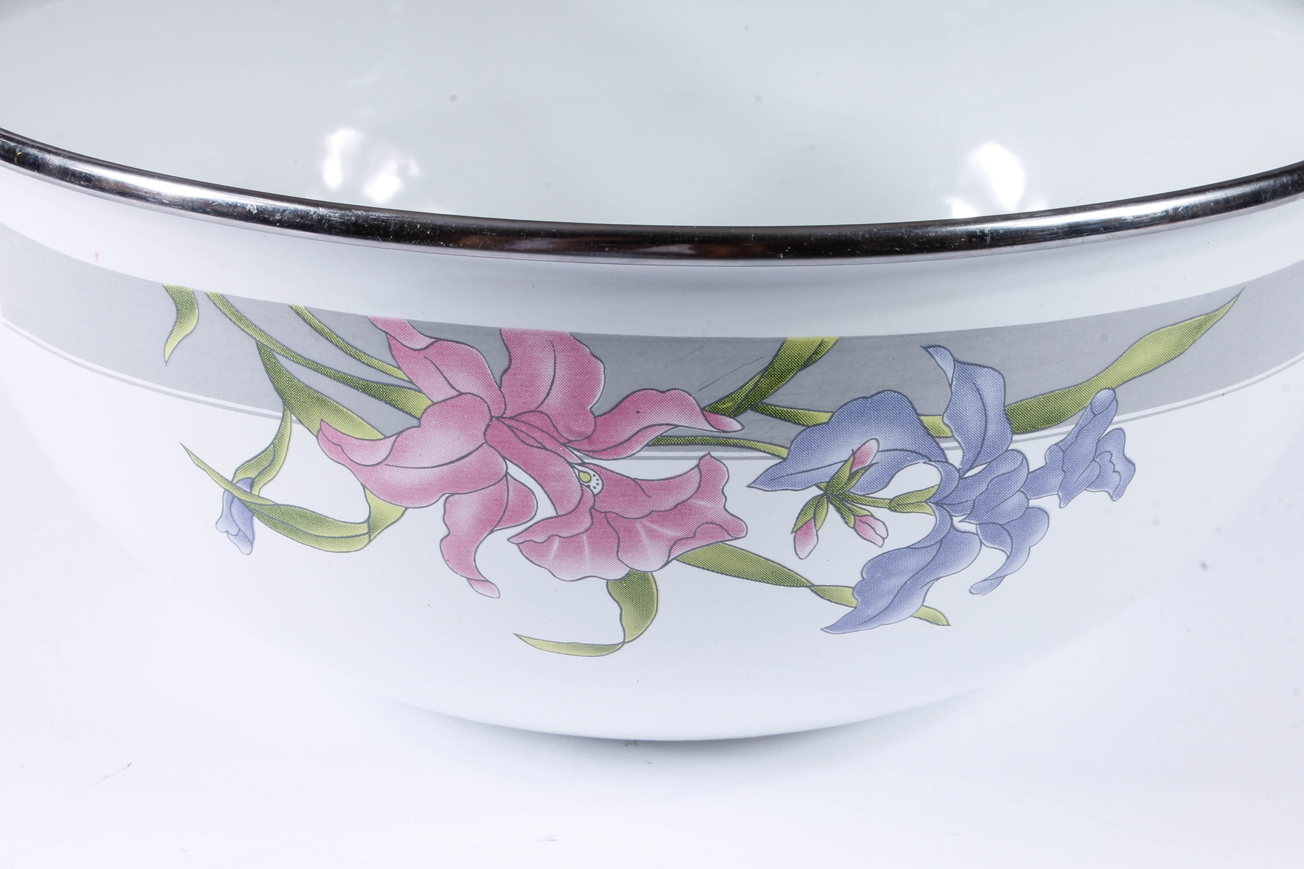Collection of Metal and Enameled Floral Cookware