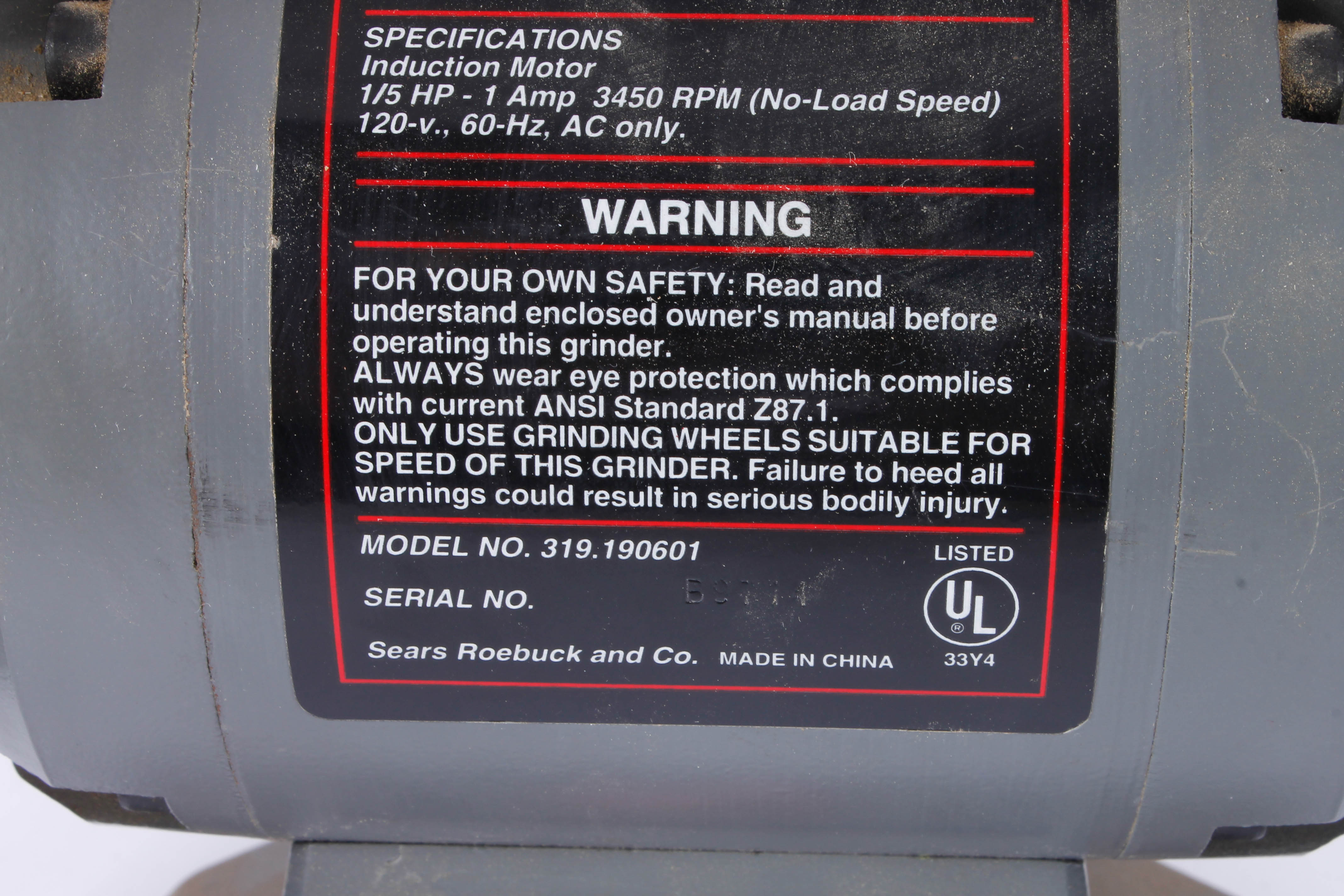 Craftsman 5'' Bench Grinder