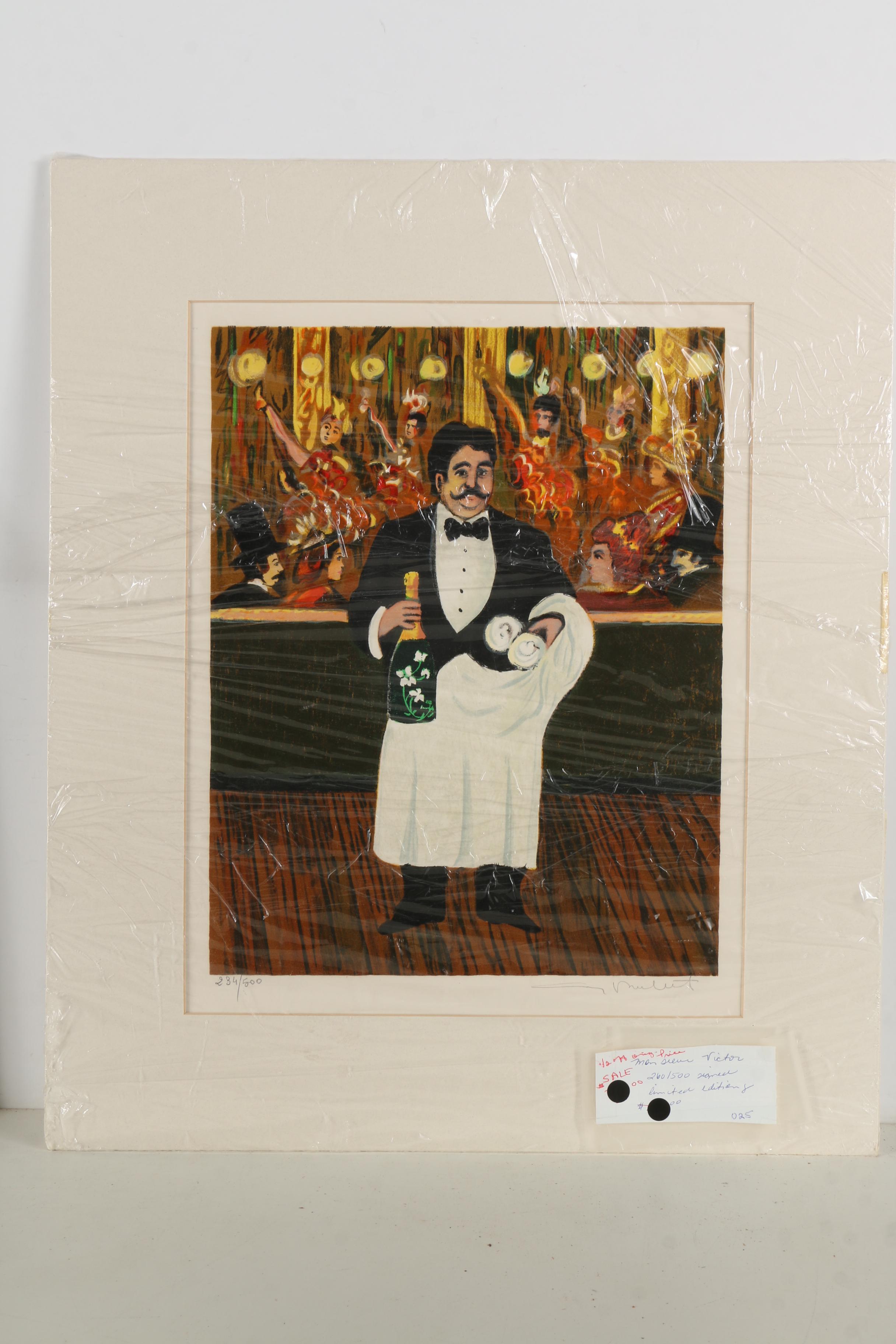 Guy Buffet Limited Edition Serigraph Prints featuring "Monsieur Victor"