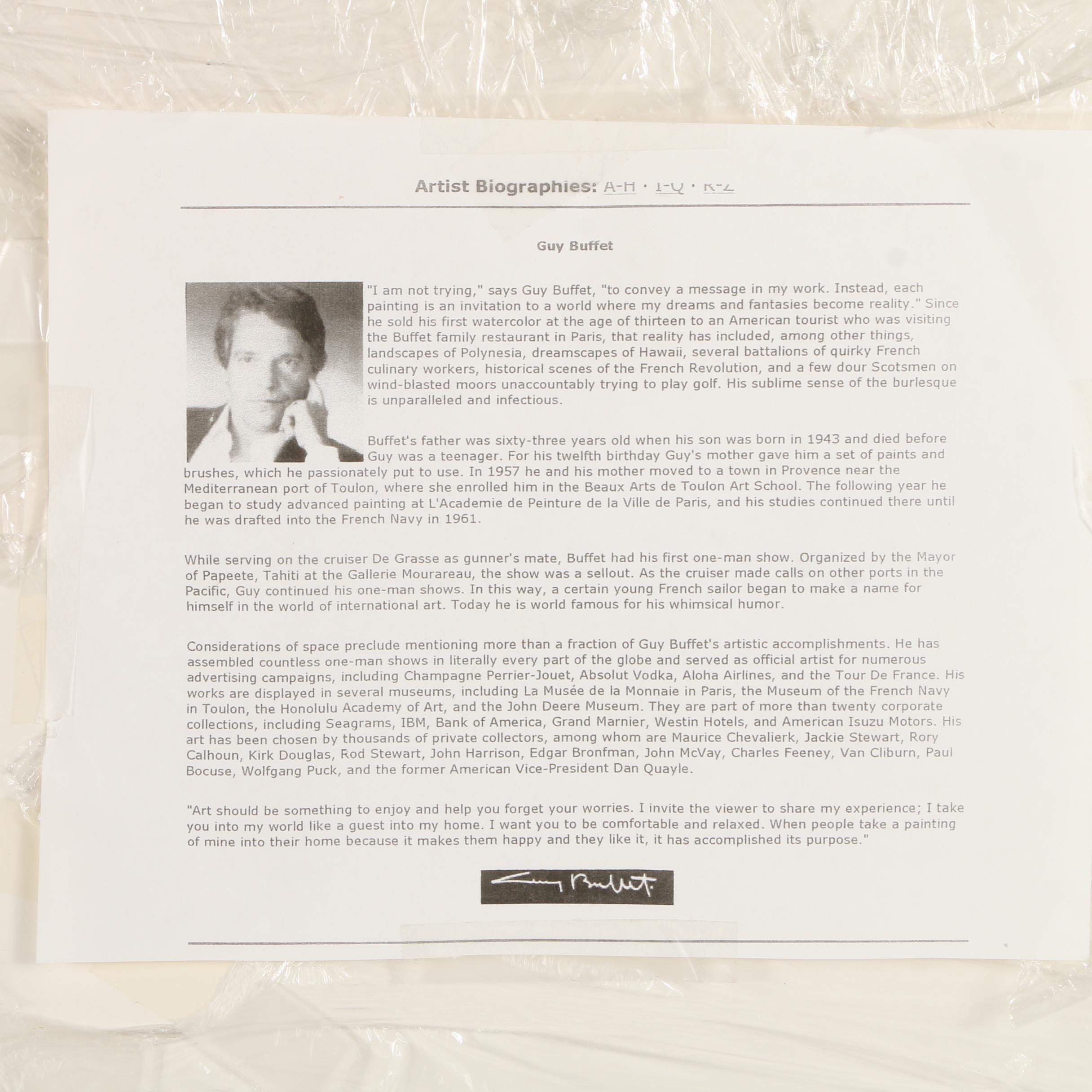 Guy Buffet Limited Edition Serigraph Prints featuring "Monsieur Victor"