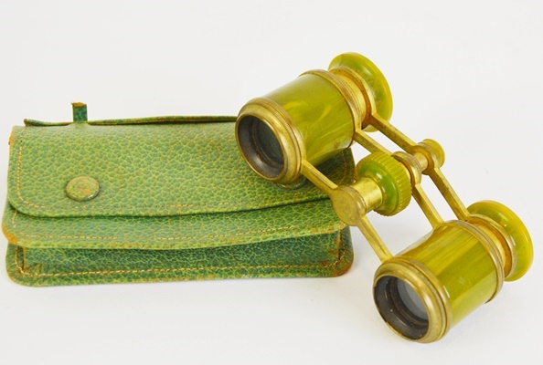 Vintage Marbled Green Opera Glasses