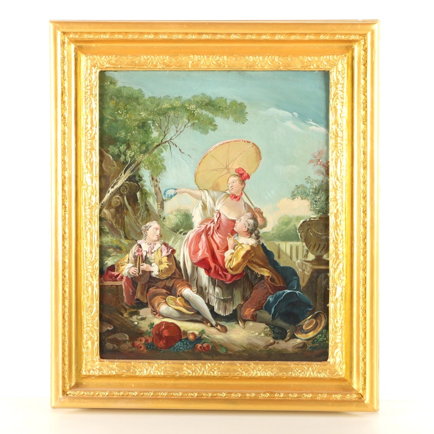 Oil Copy Painting after Jean-Honoré Fragonard's "The Musical Contest"