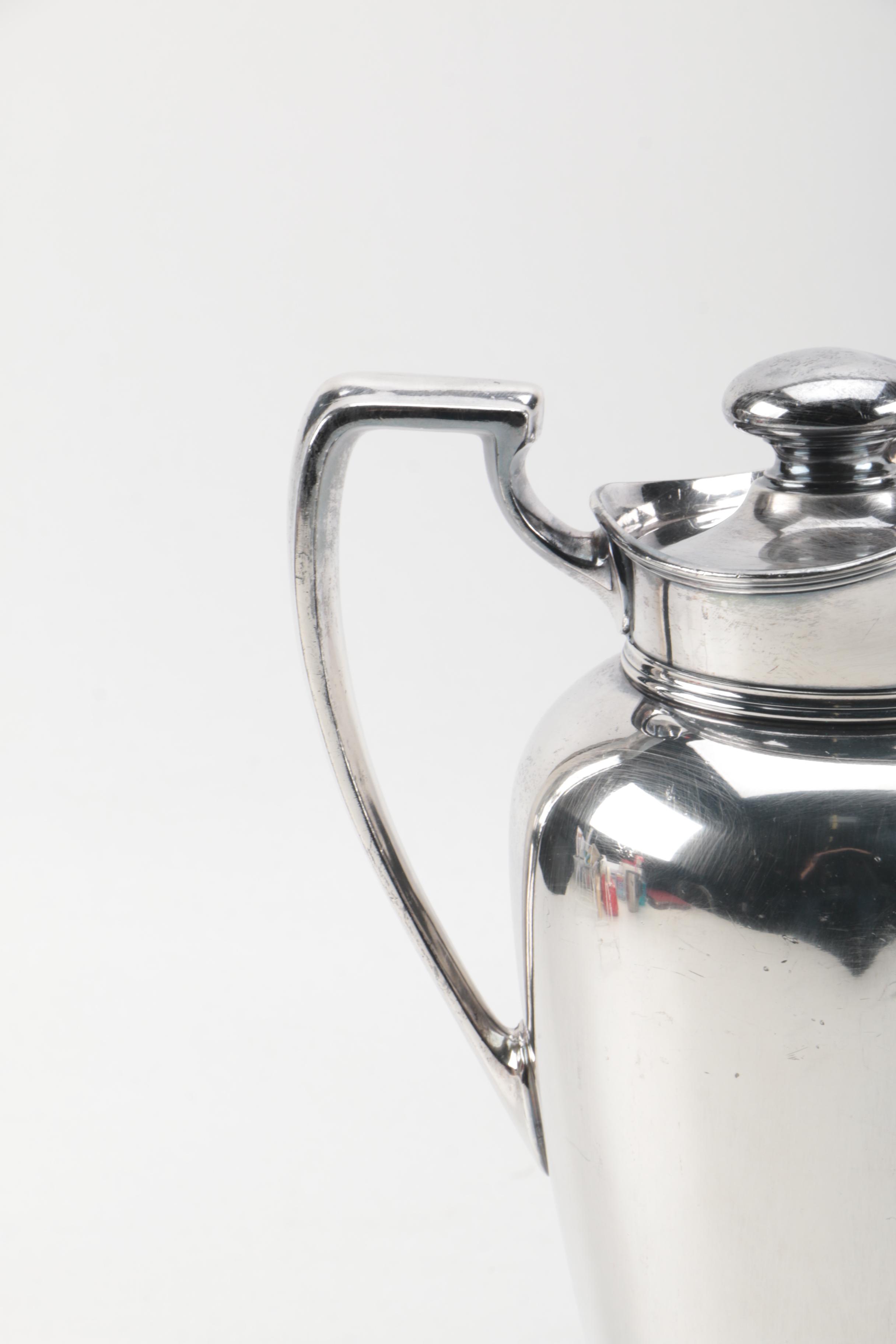 Silver Plate Cocktail Shaker by Wallace Silversmiths and Silver Plate Pitcher
