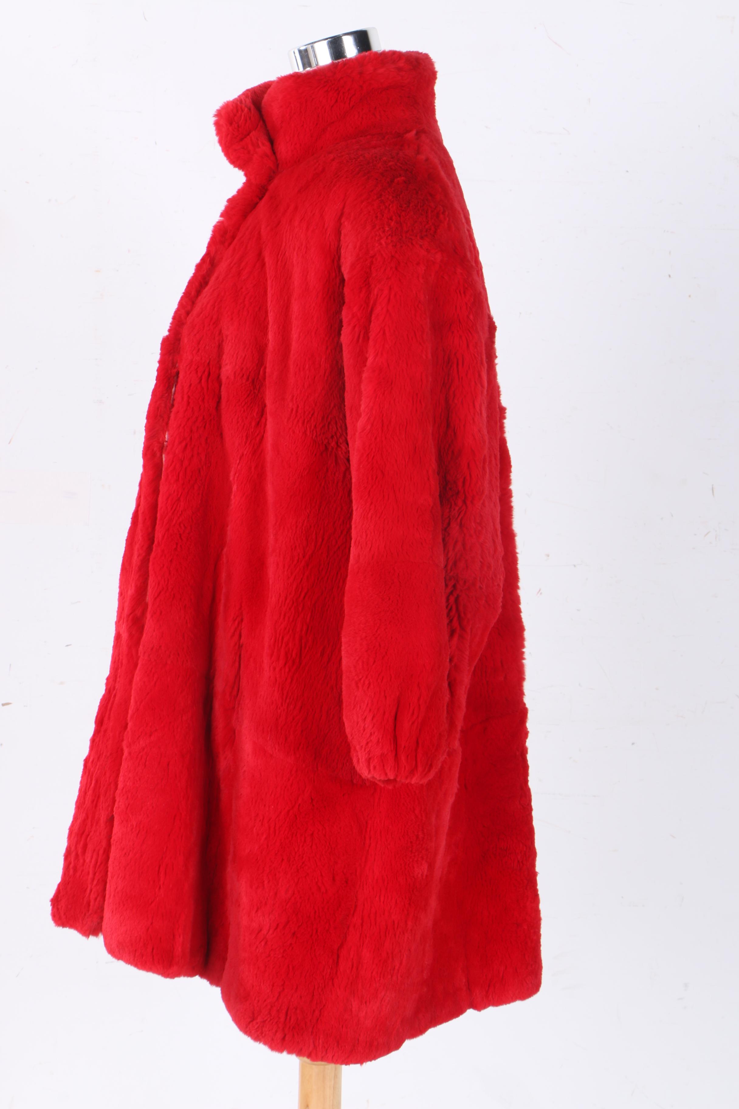 Women's Carole Little Dyed Red Sheared Beaver Coat
