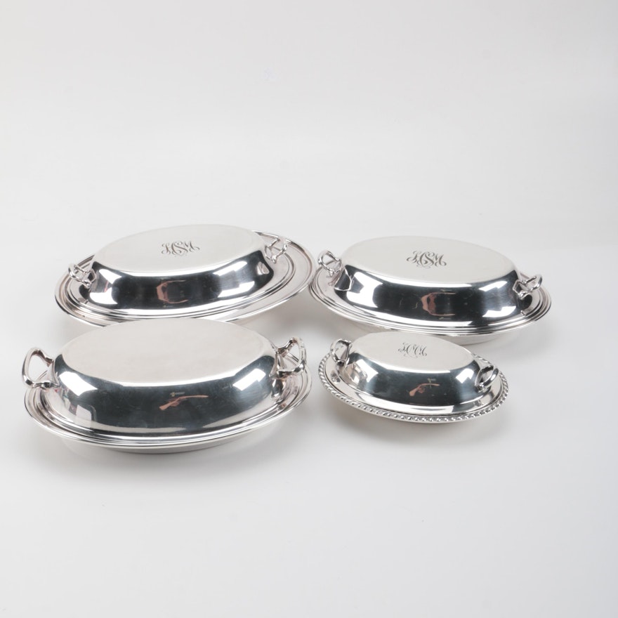 Silver Plate Lidded Buffet Dishes