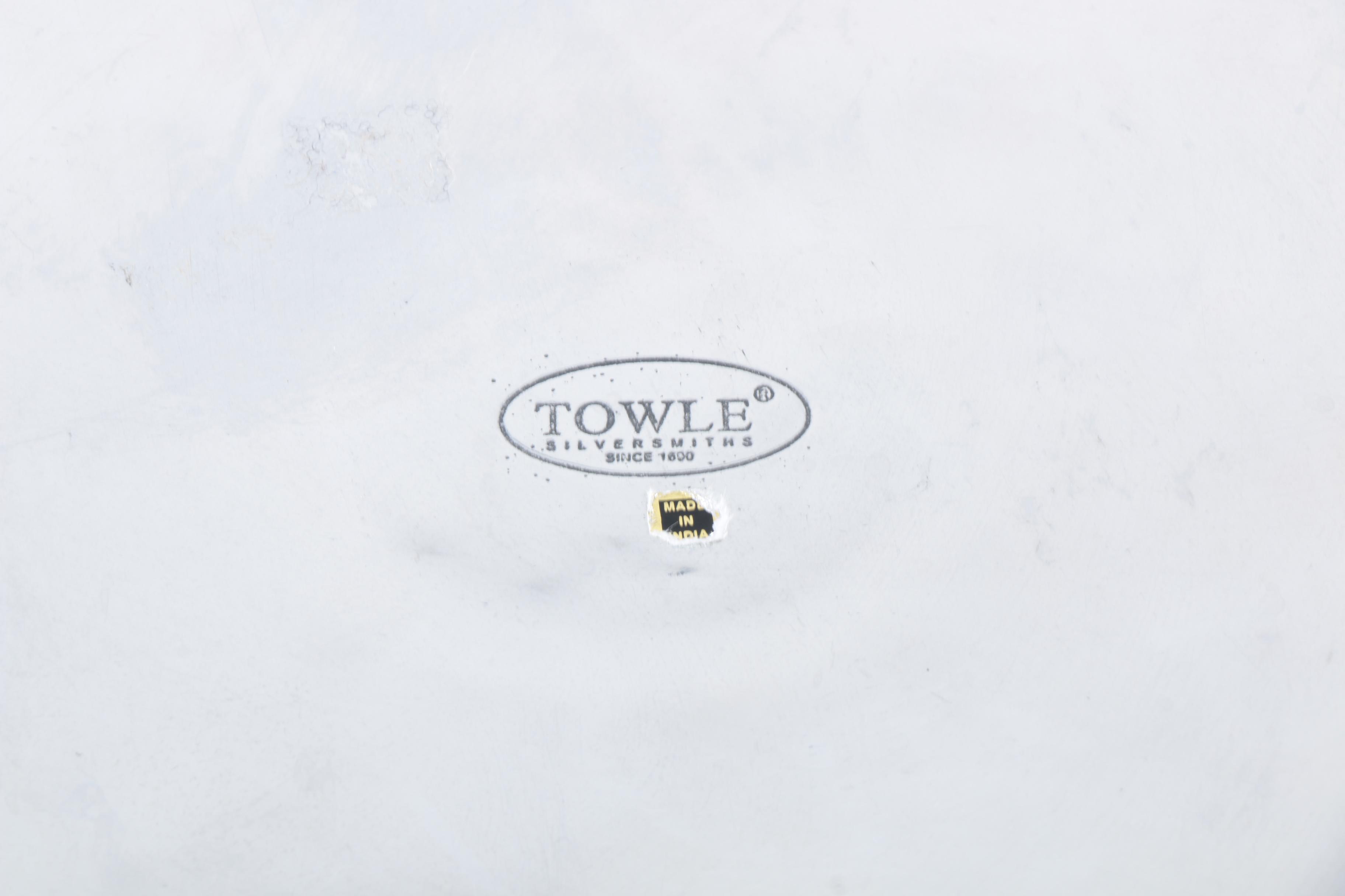 Towle Silver Plate Serving Bowl and Platter with Mother of Pearl Trim