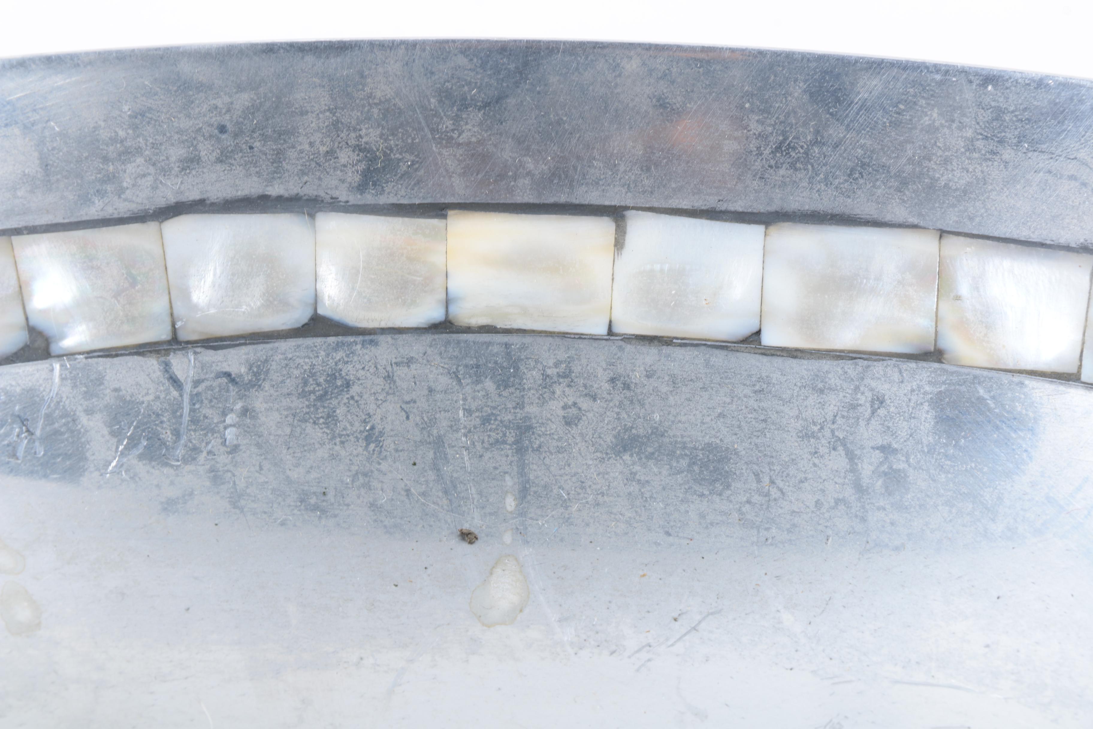 Towle Silver Plate Serving Bowl and Platter with Mother of Pearl Trim