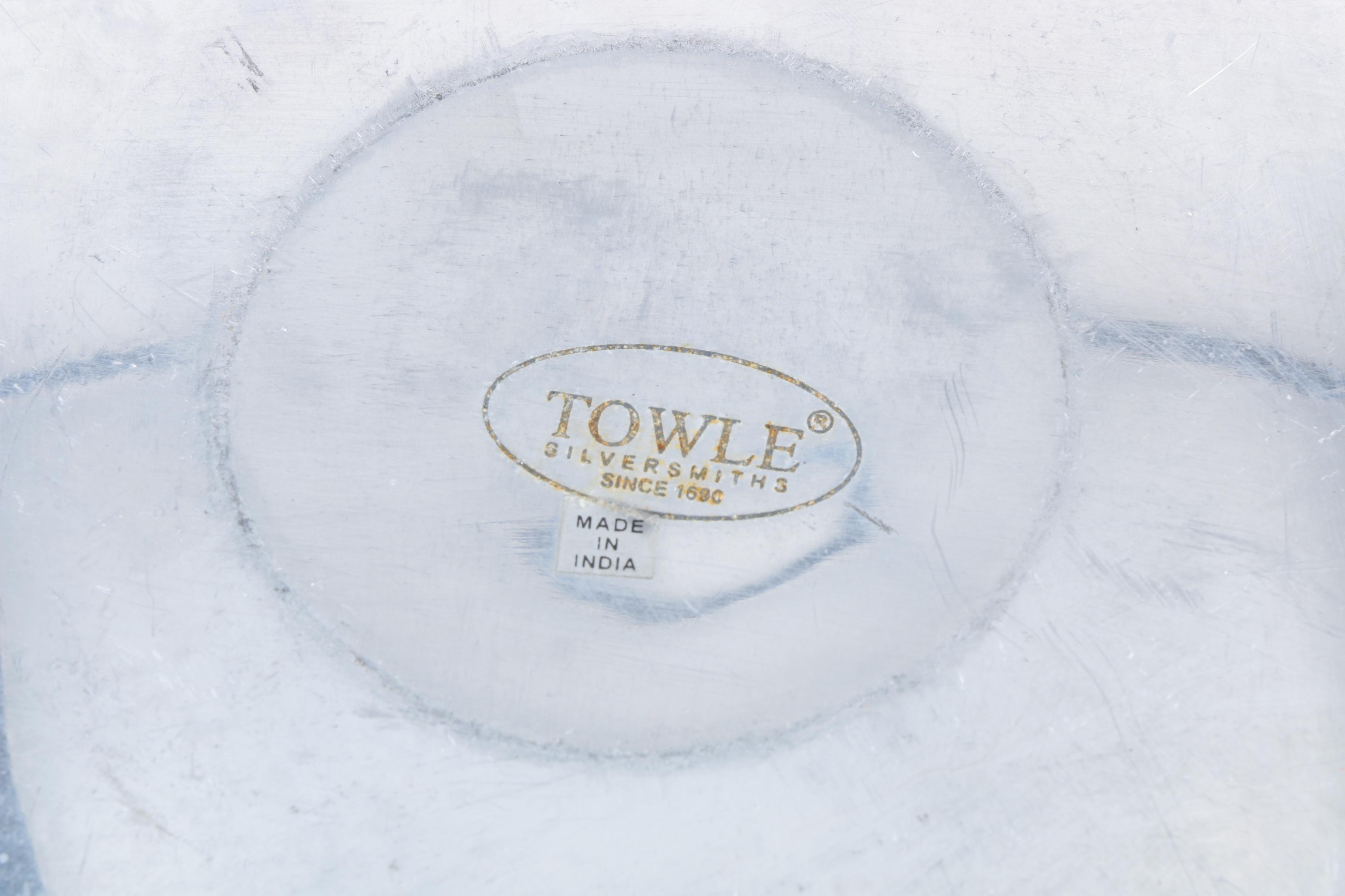Towle Silver Plate Serving Bowl and Platter with Mother of Pearl Trim
