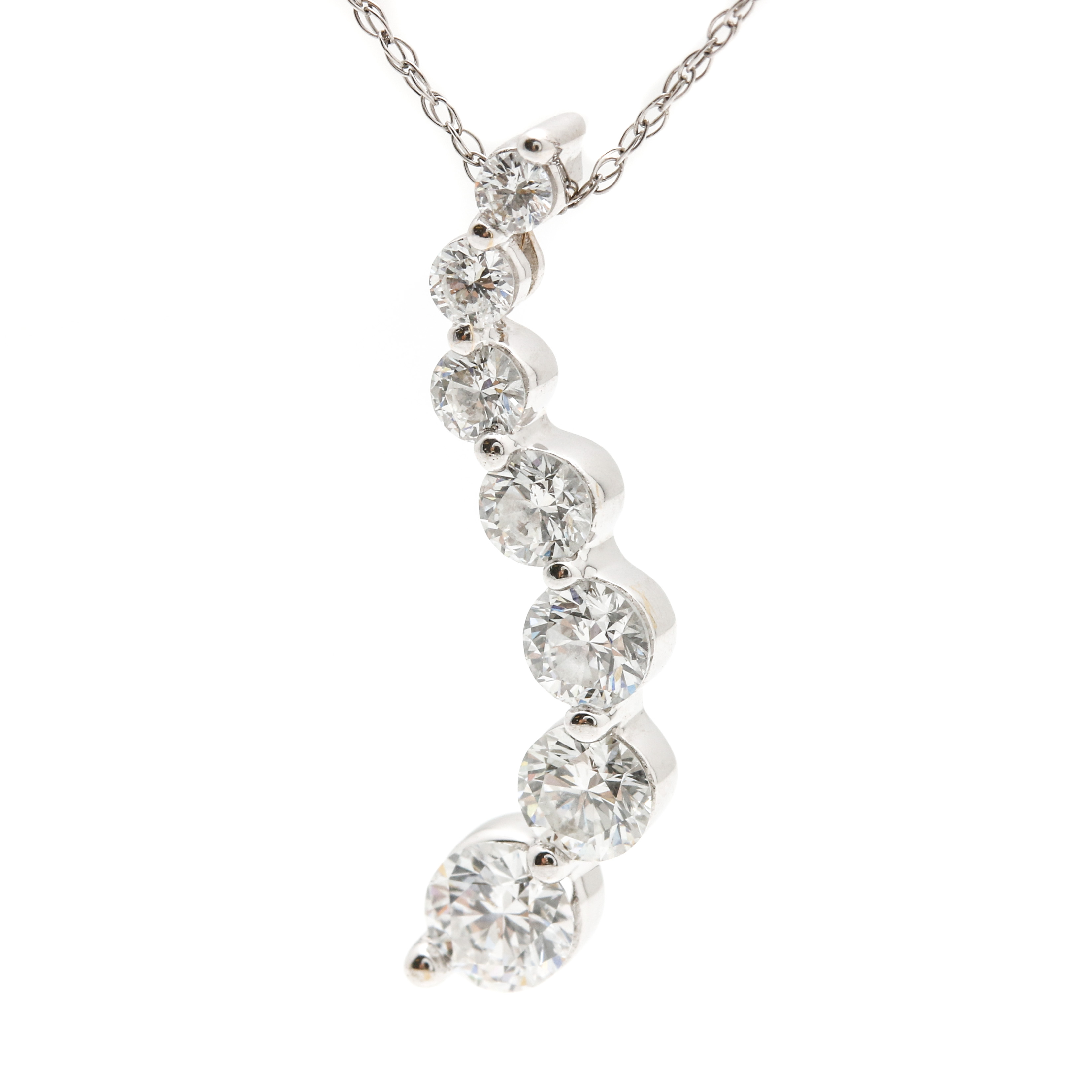 18K and 14K White Gold 1.00 CTW Diamond Pendant Necklace