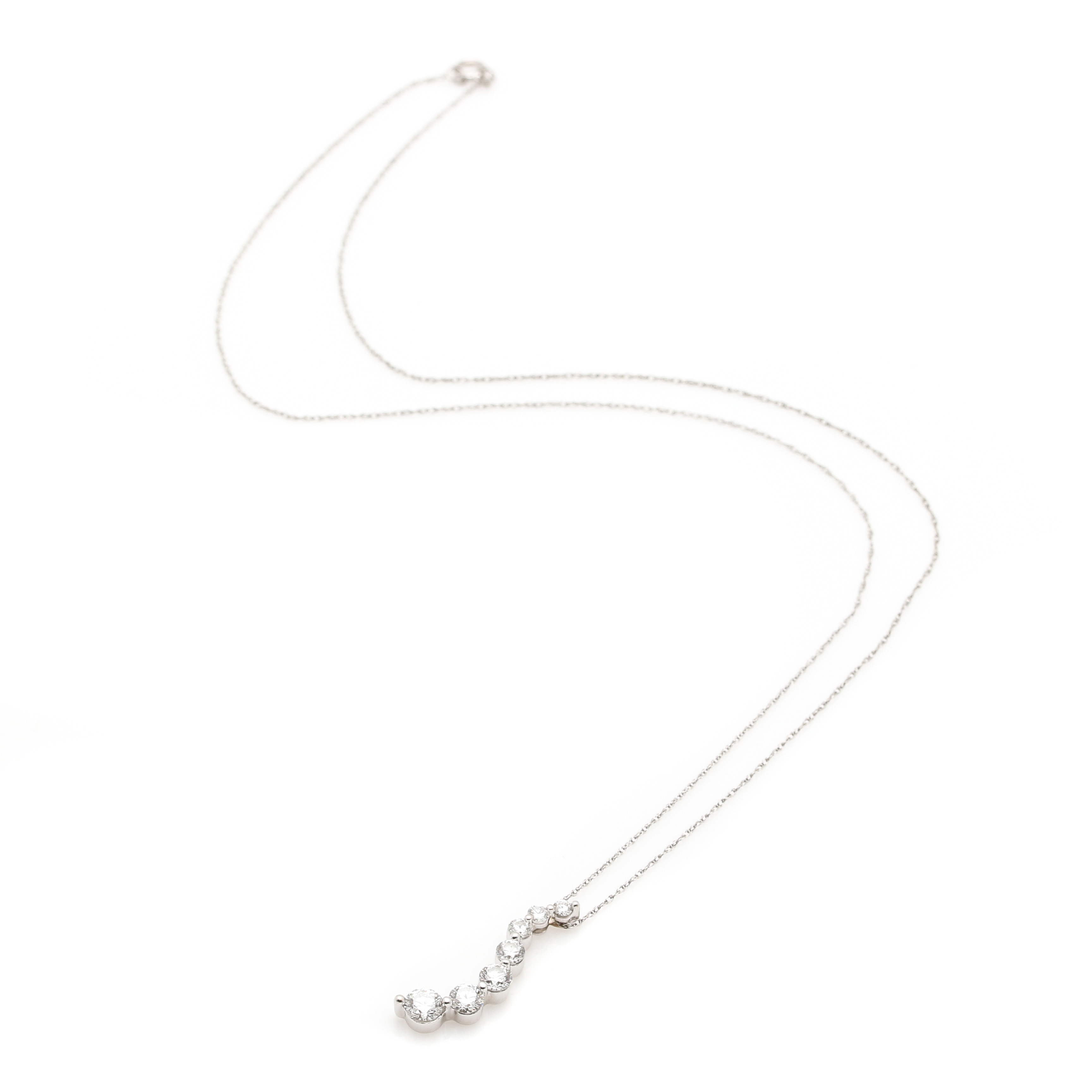 18K and 14K White Gold 1.00 CTW Diamond Pendant Necklace