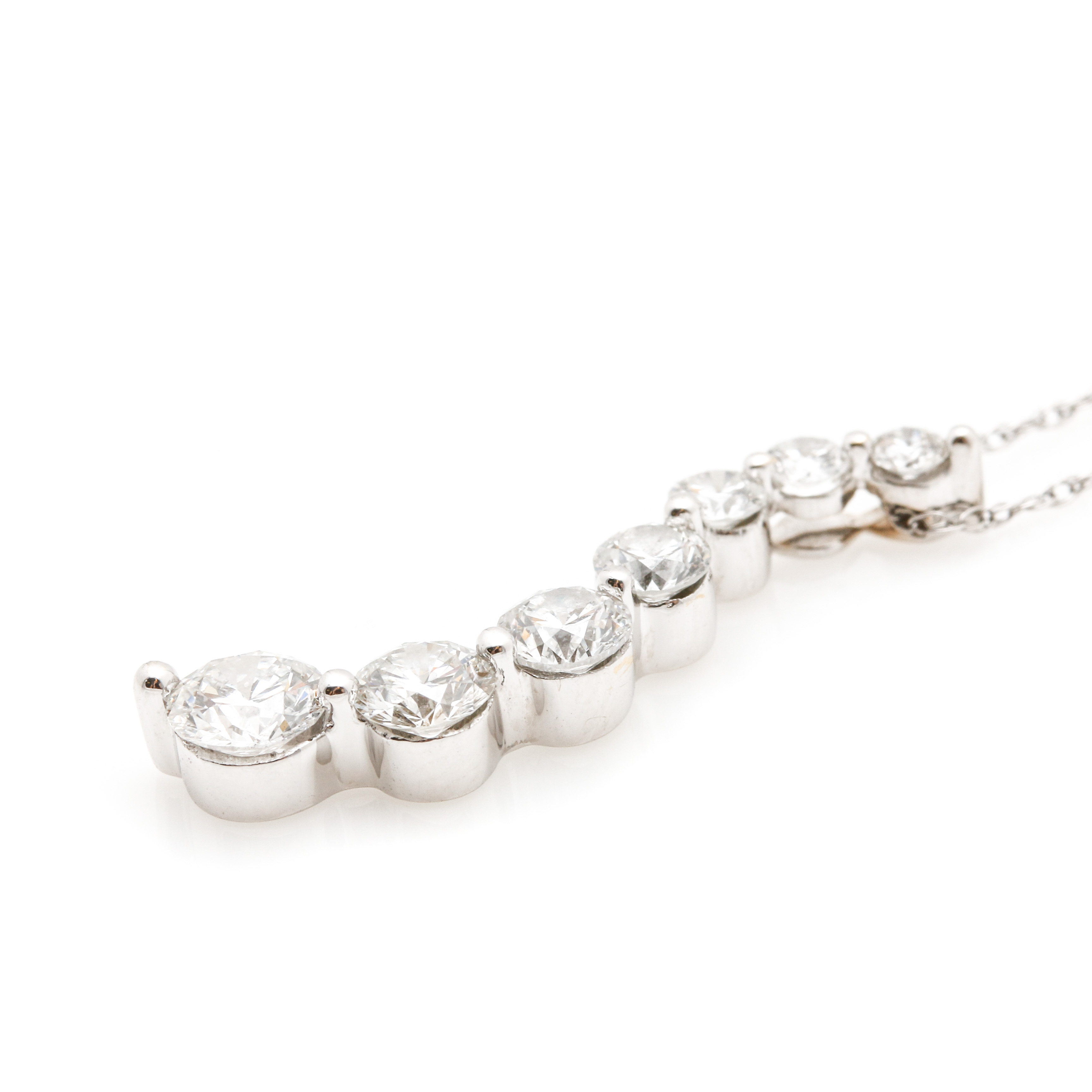 18K and 14K White Gold 1.00 CTW Diamond Pendant Necklace