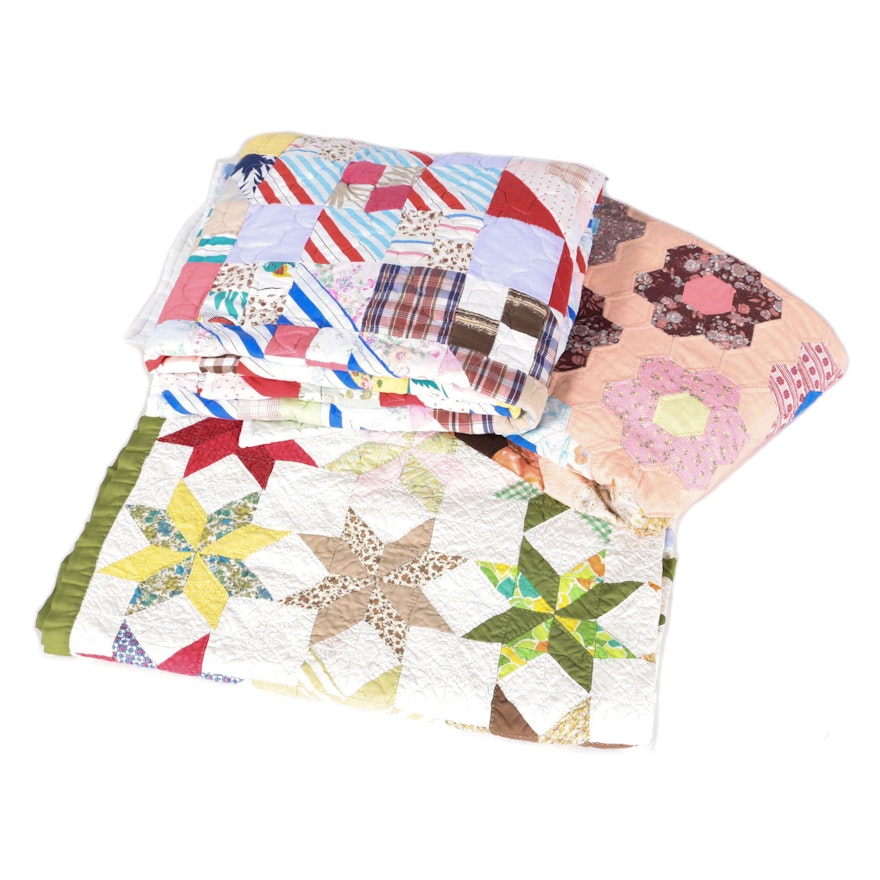 Vintage Hand and Machine Stitched Quilts