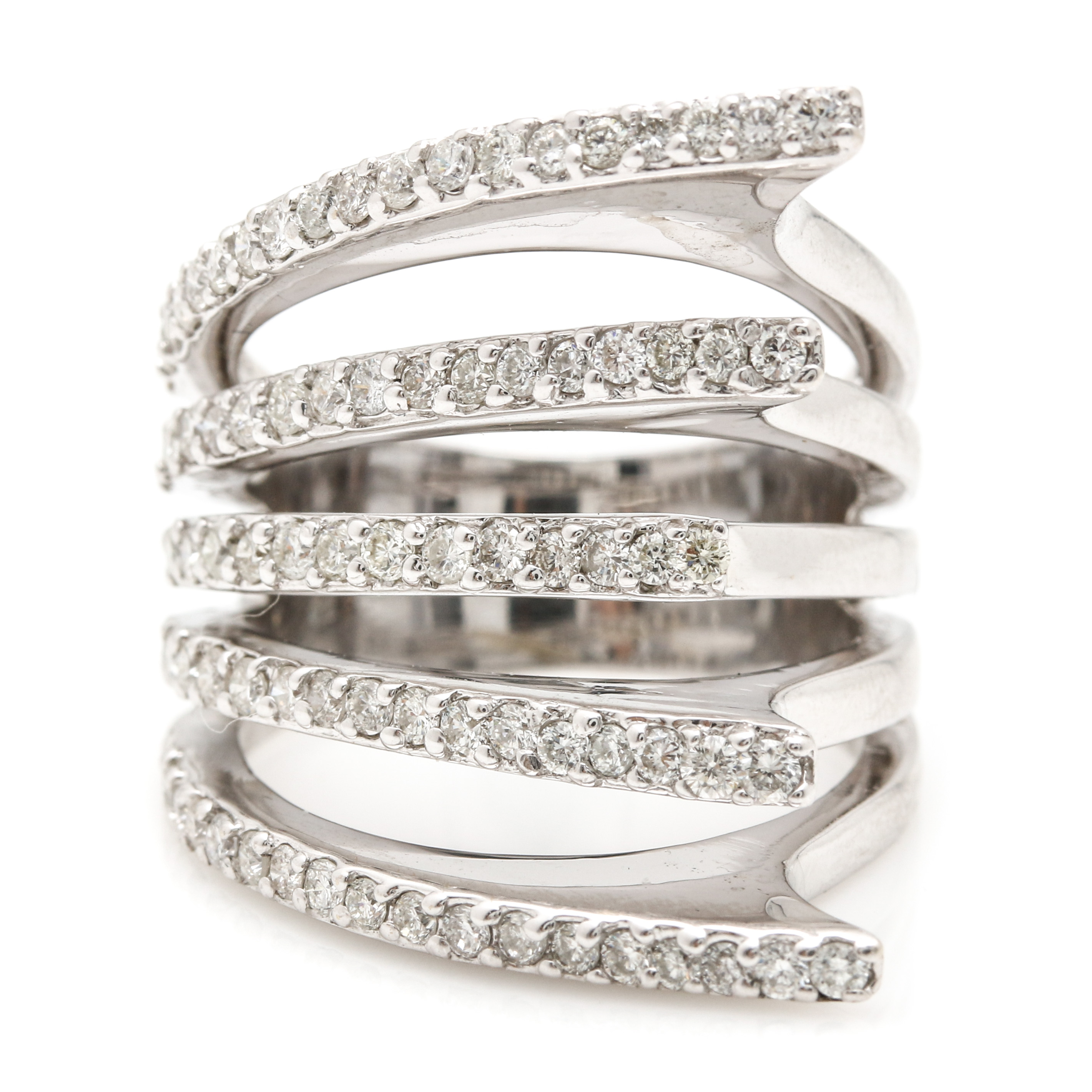 18K White Gold 1.26 CTW Diamond High Low Ring