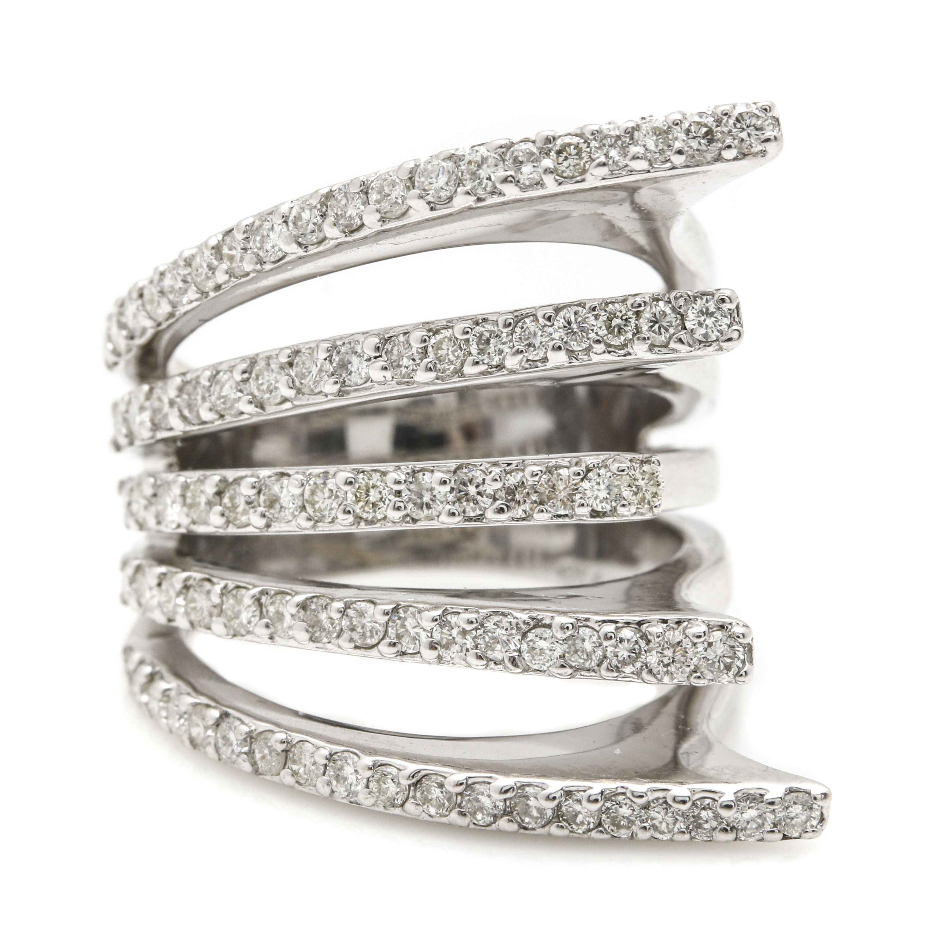 18K White Gold 1.26 CTW Diamond High Low Ring