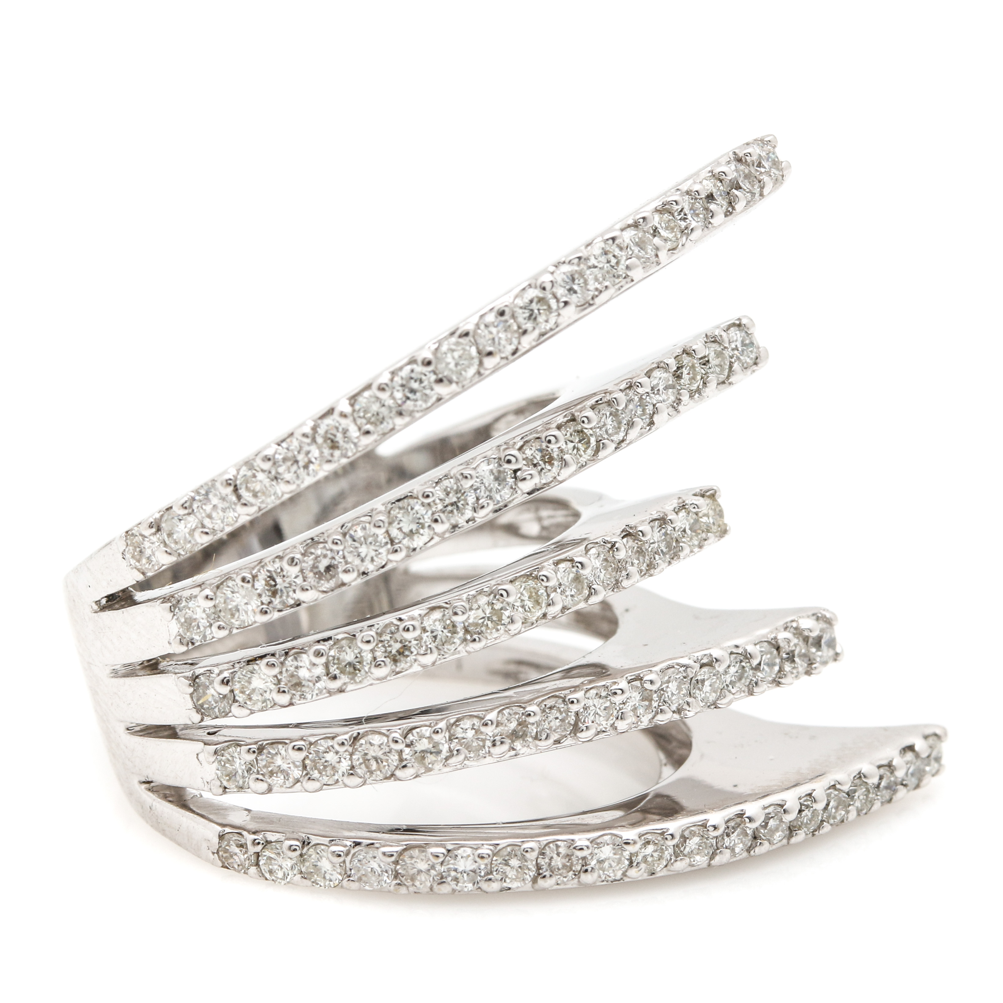 18K White Gold 1.26 CTW Diamond High Low Ring