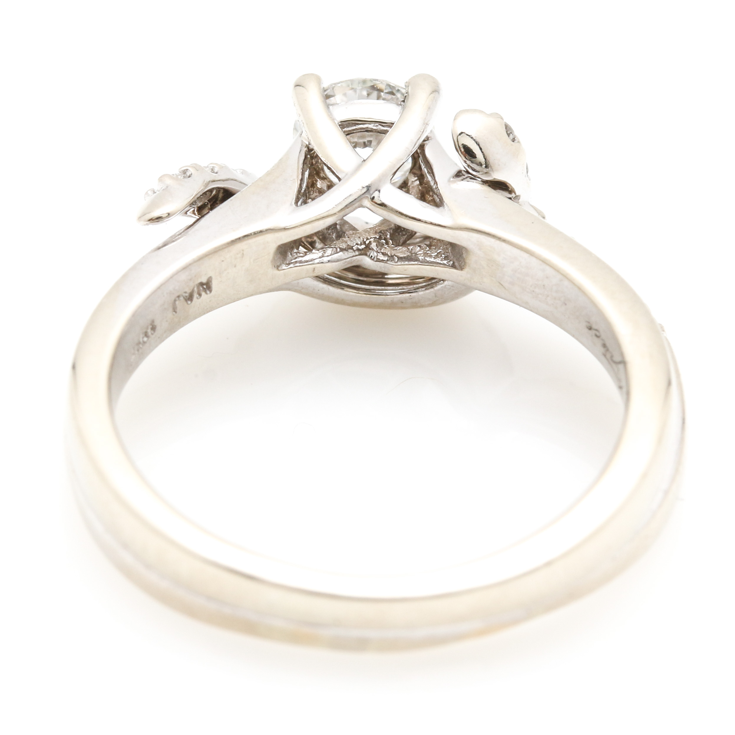 18K White Gold Diamond Helzberg Engagement Ring with 14K Diamond Band