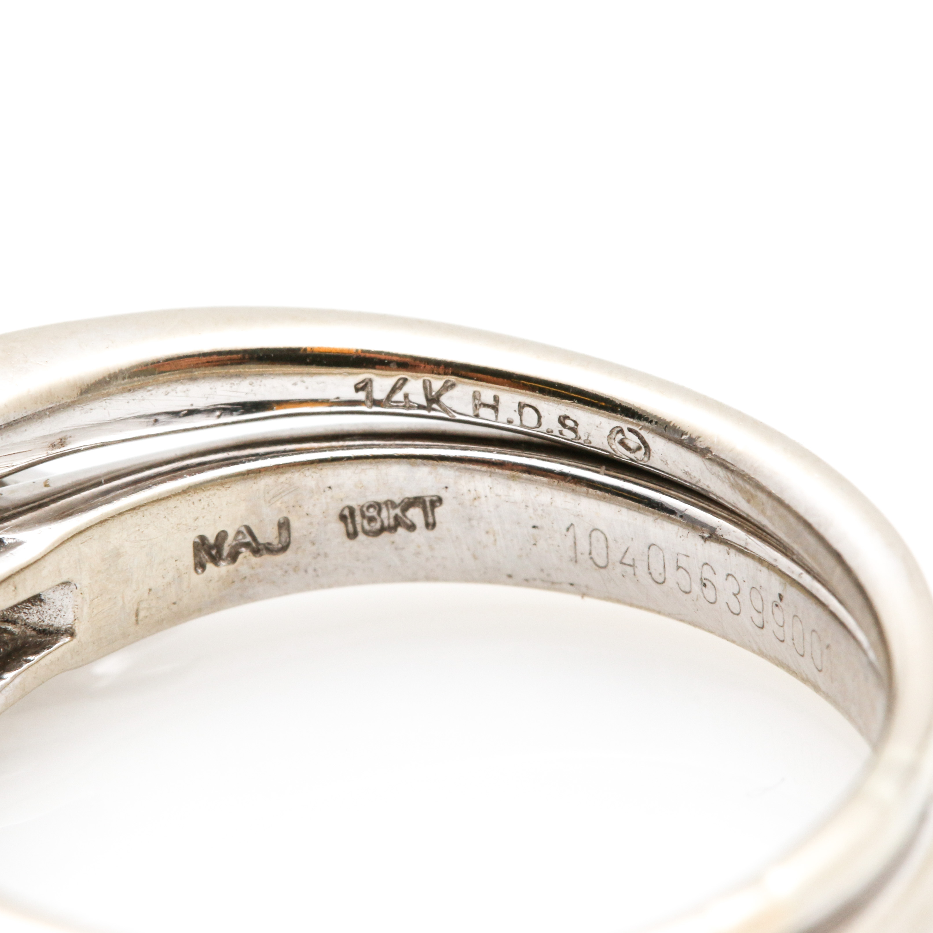 18K White Gold Diamond Helzberg Engagement Ring with 14K Diamond Band