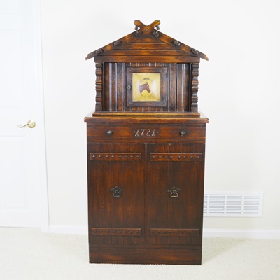 Rare Romweber Viking Oak Court Cupboard/Bar Cabinet