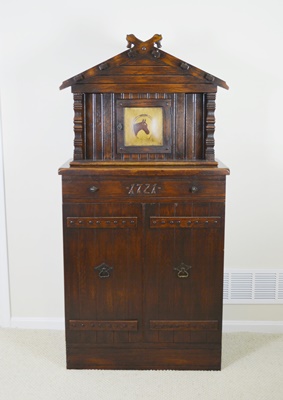 Rare Romweber Viking Oak Court Cupboard/Bar Cabinet