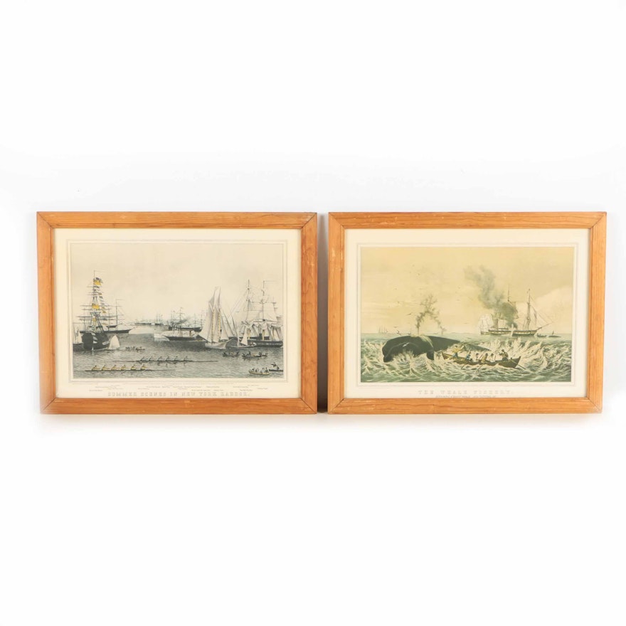 Offset Lithographs After Currier & Ives Nautical Scenes