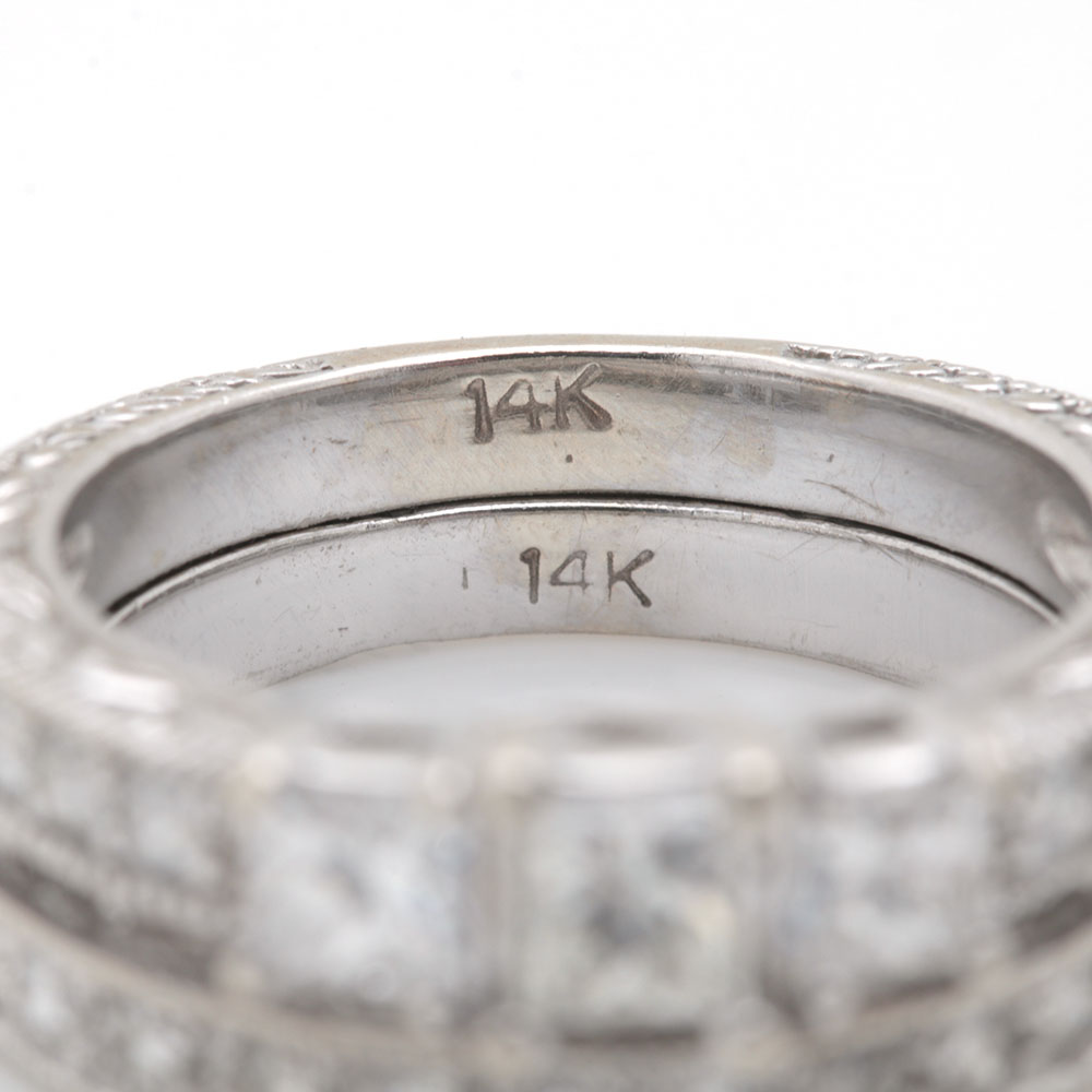 14K White Gold 1.06 CTW Diamond Wedding Set