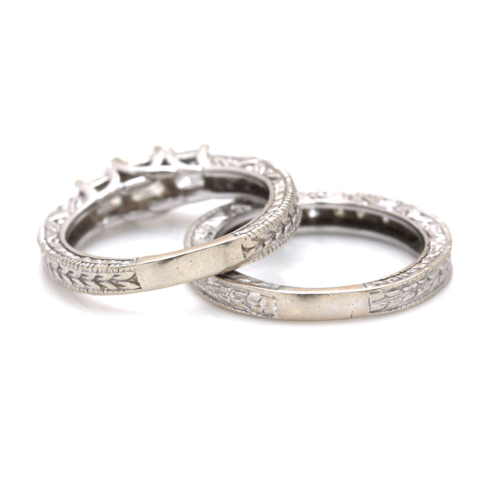 14K White Gold 1.06 CTW Diamond Wedding Set