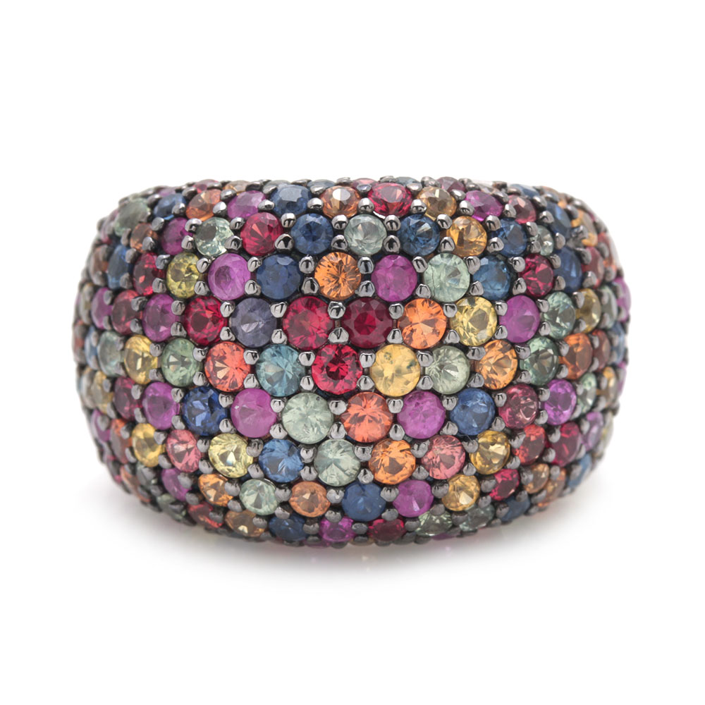 Effy Sterling Silver Multi-Colored Fancy Sapphire Dome Ring